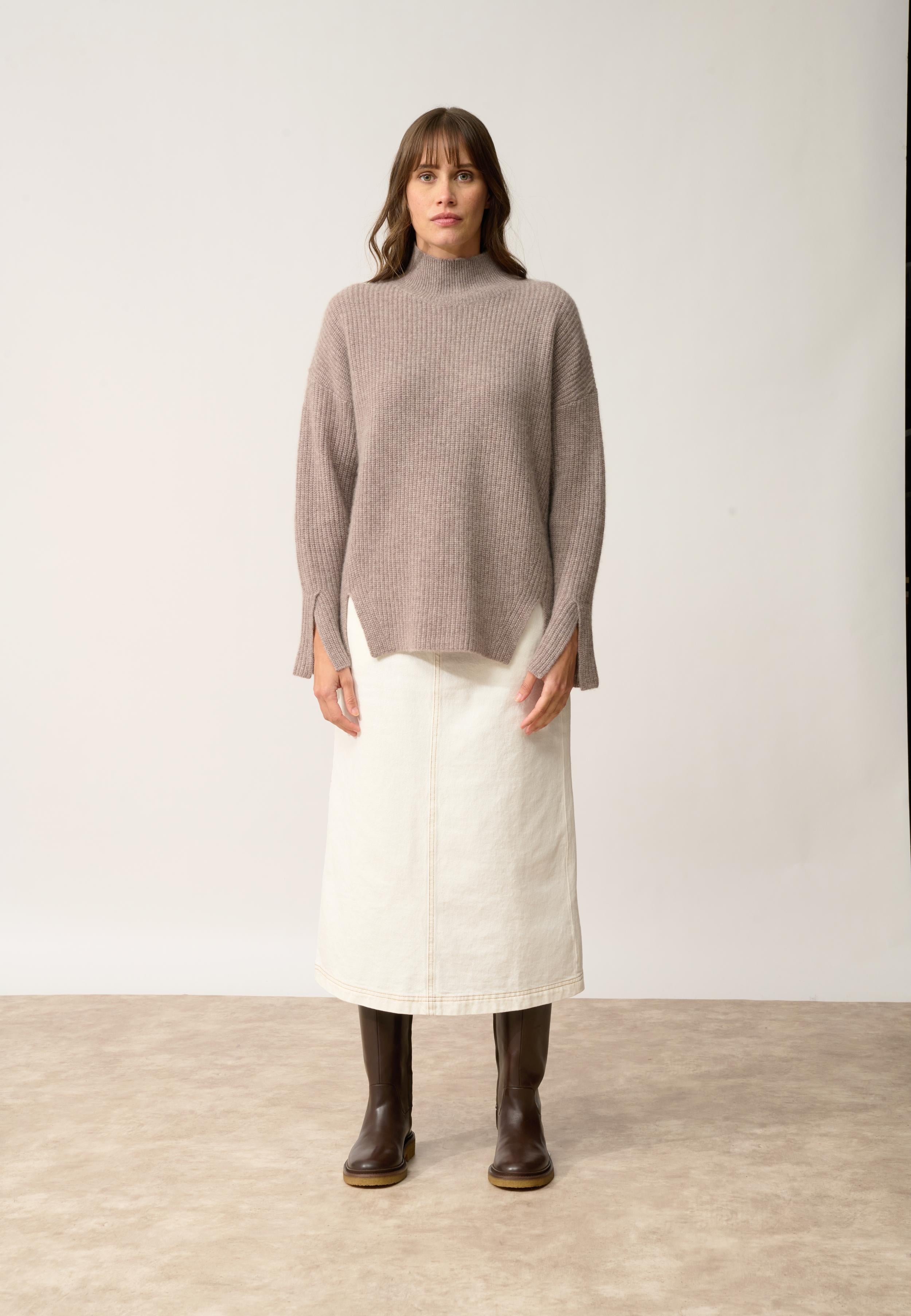 LOUISE pull col roulé caribou chiné