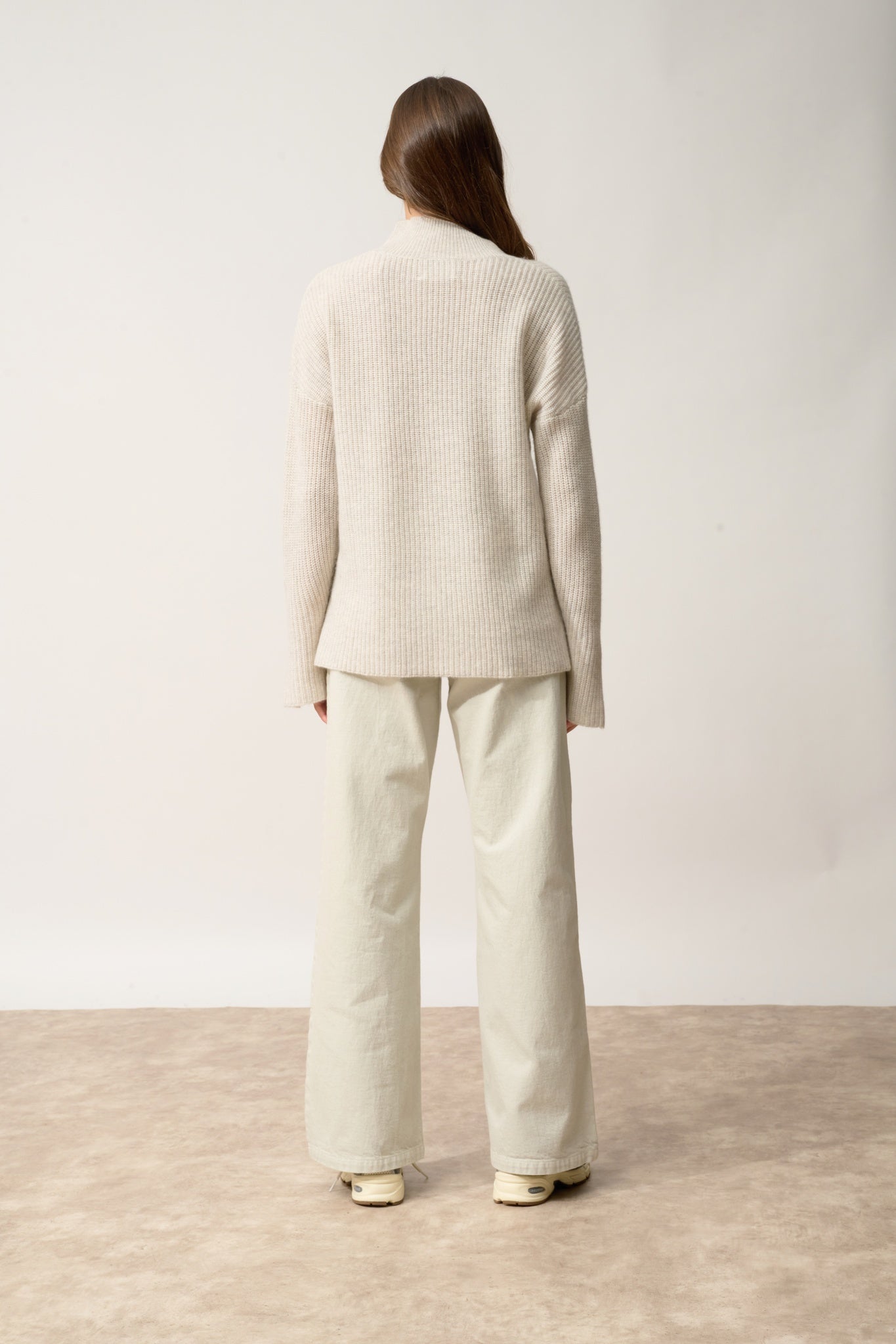 LOUISE pull col roulé gris perle chiné