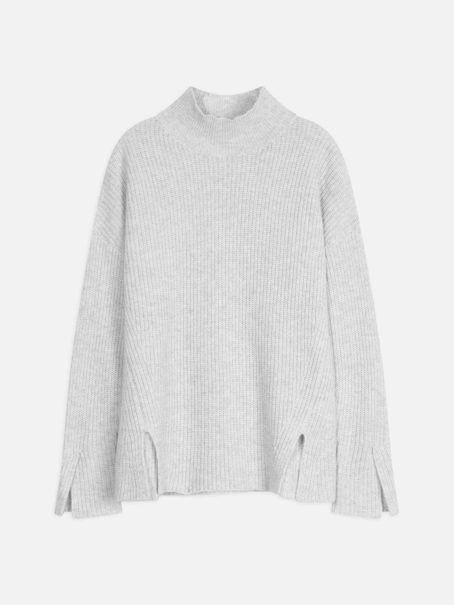 LOUISE pull col roulé gris perle chiné