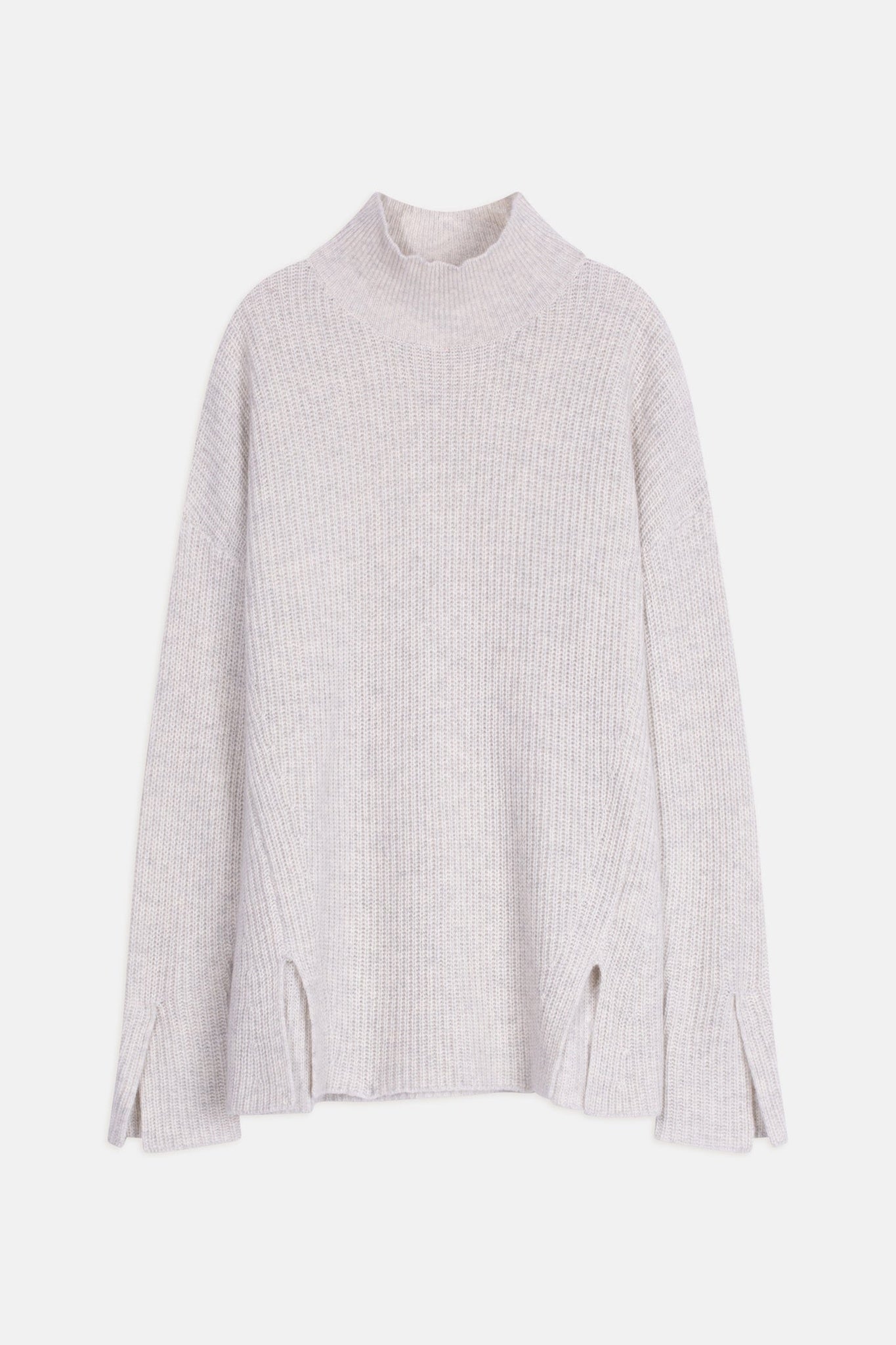 LOUISE pull col roulé gris perle chiné