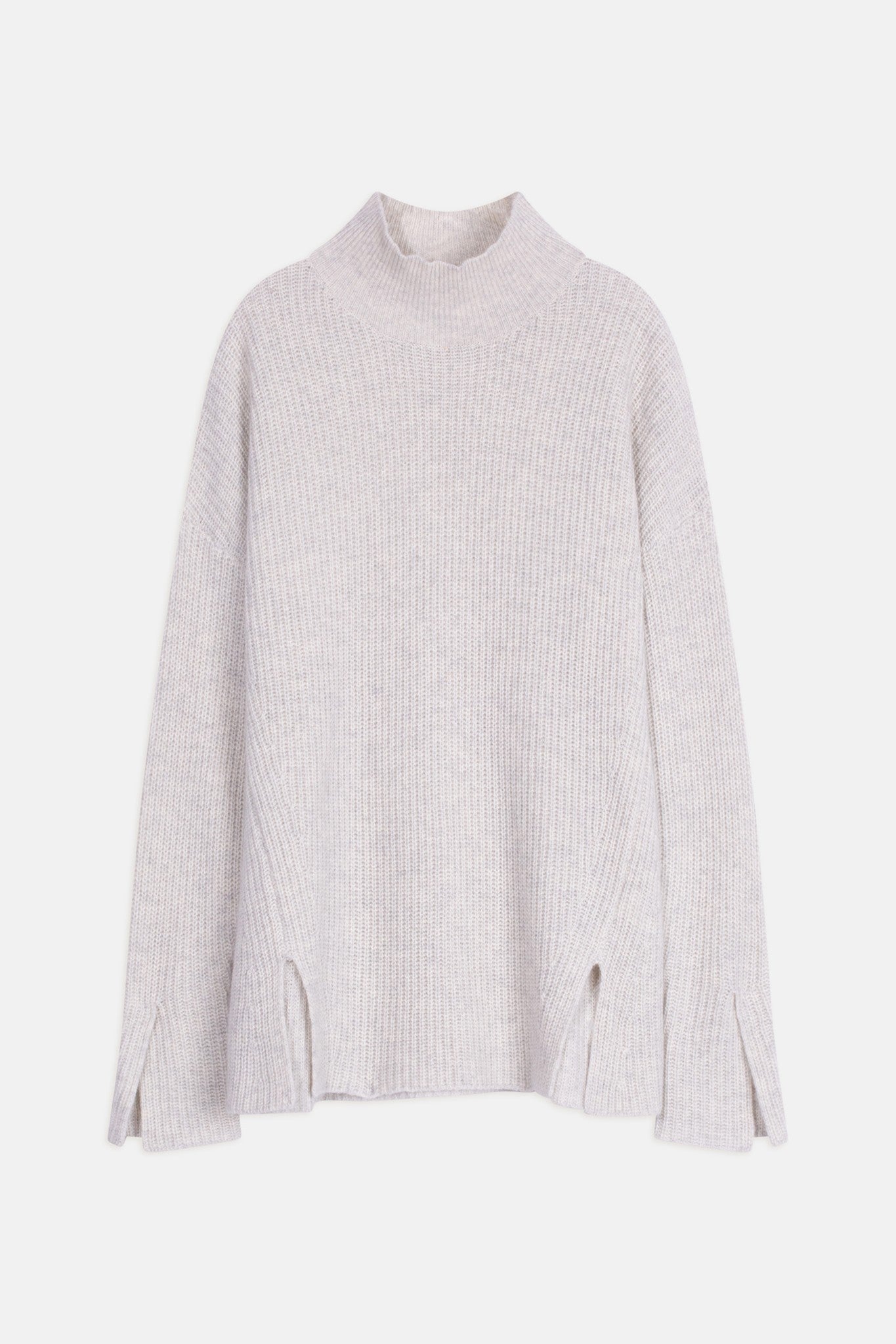 louise pull col roulé gris perle chiné