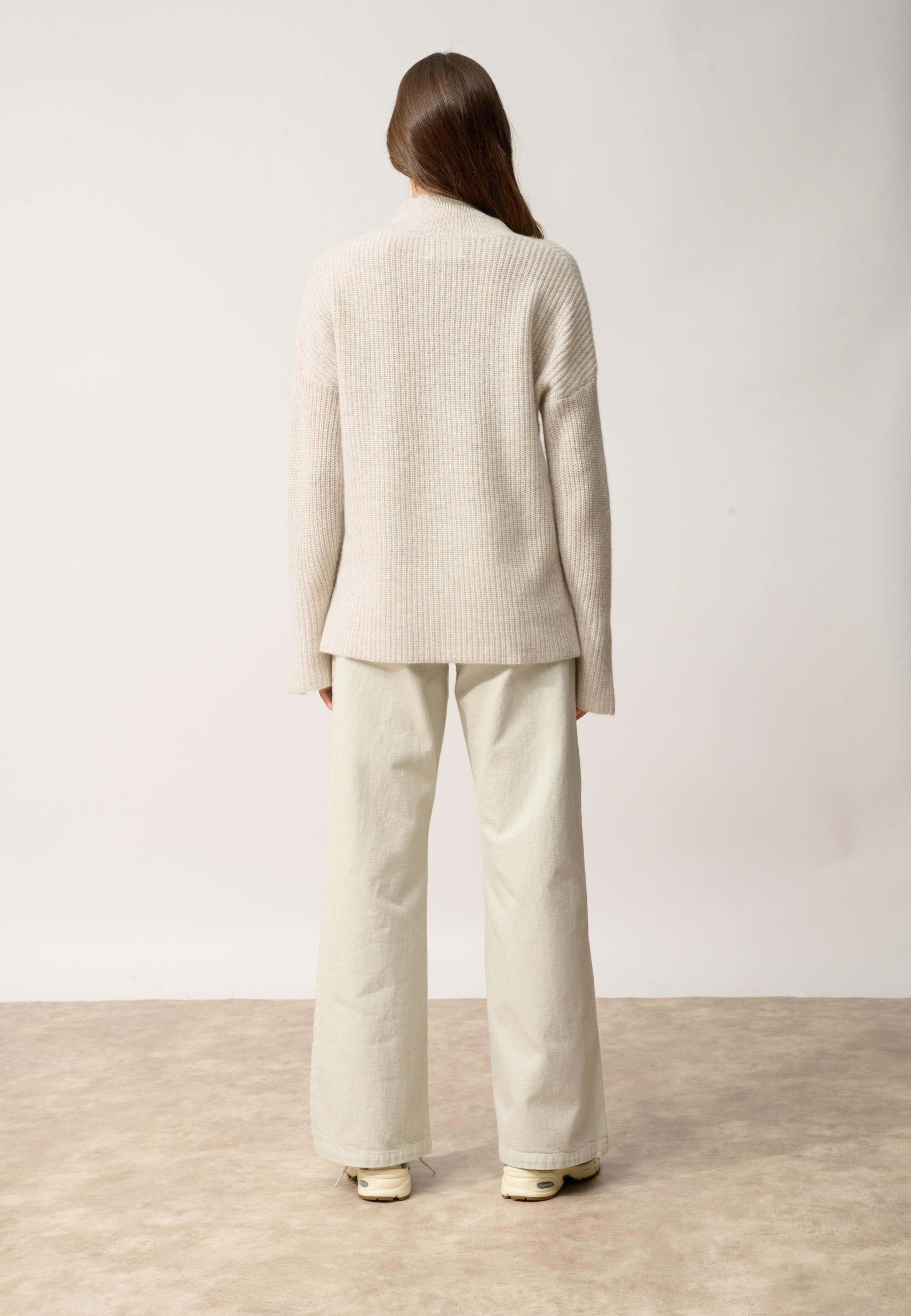 LOUISE pull col roulé gris perle chiné