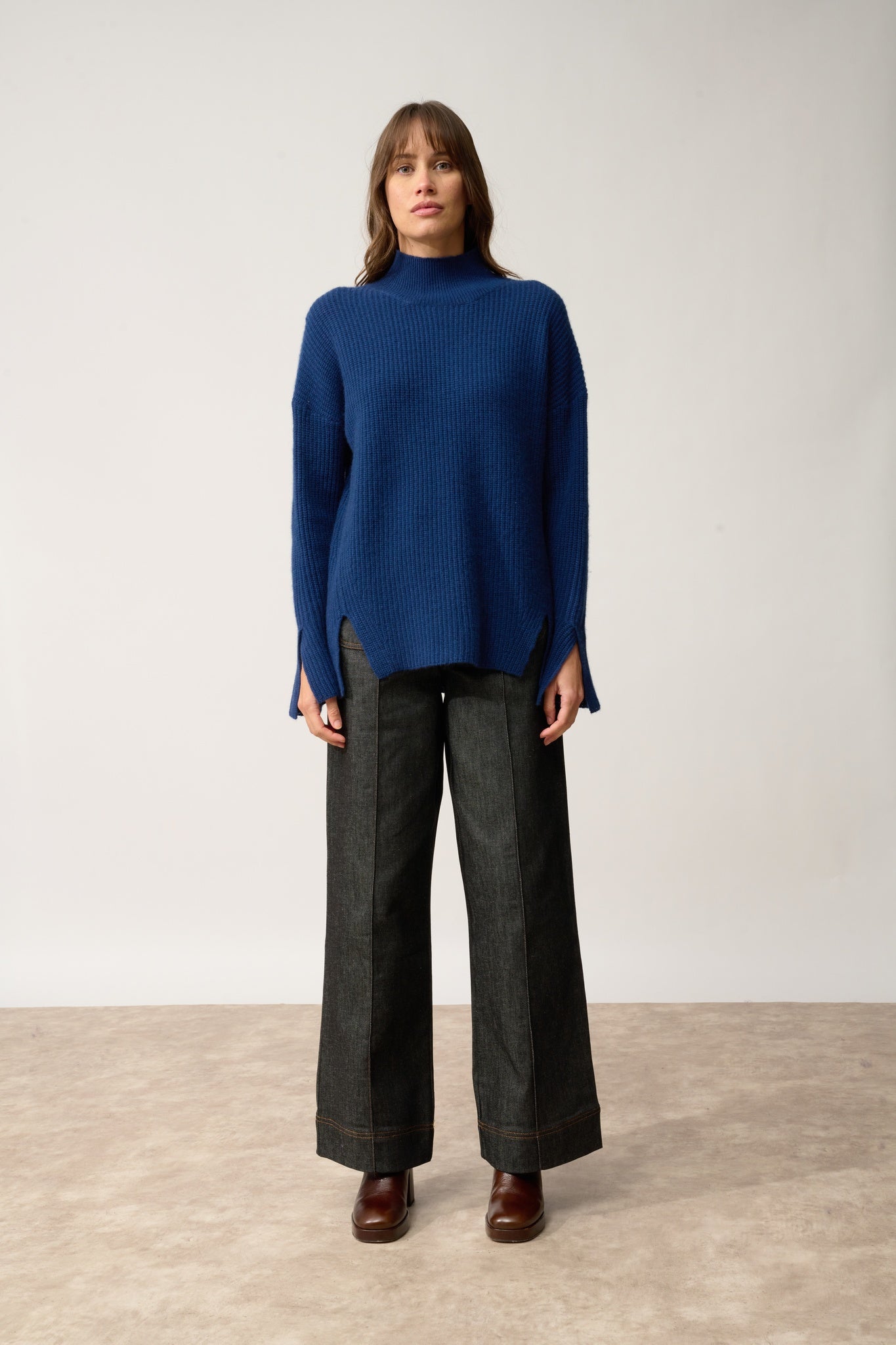 LOUISE pull col roulé minuit