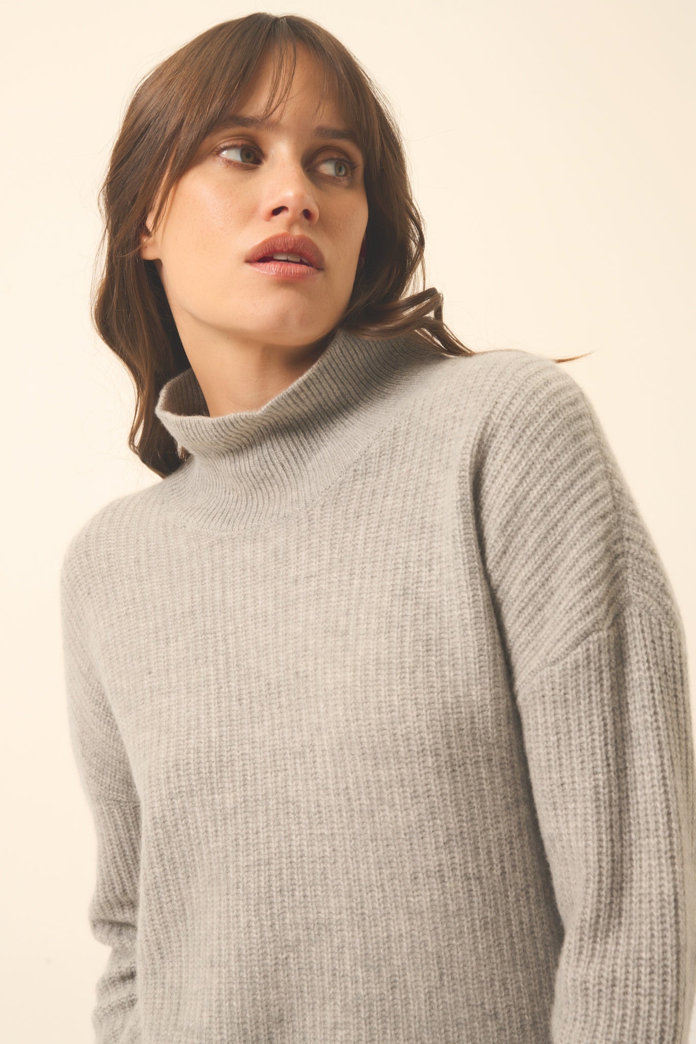 LOUISE pull col roulé nuage chiné