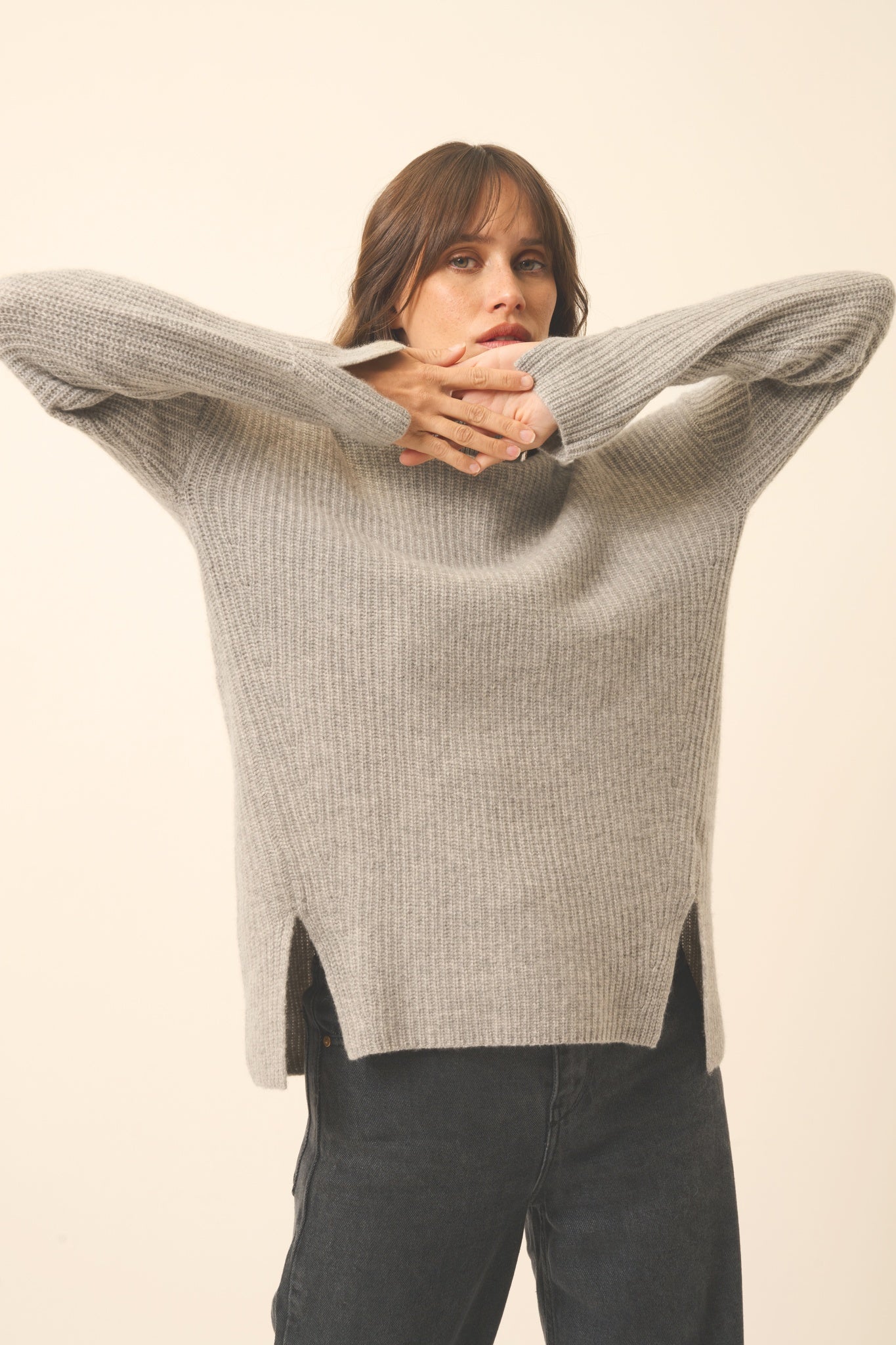 LOUISE pull col roulé nuage chiné