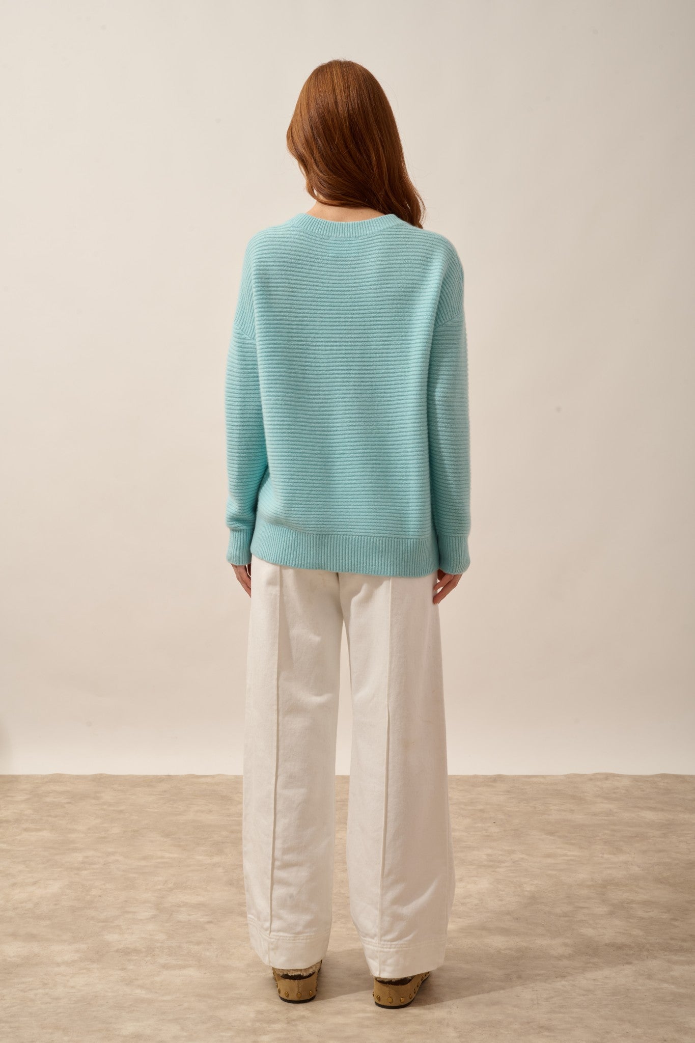 louna pull col rond 4 fils aqua