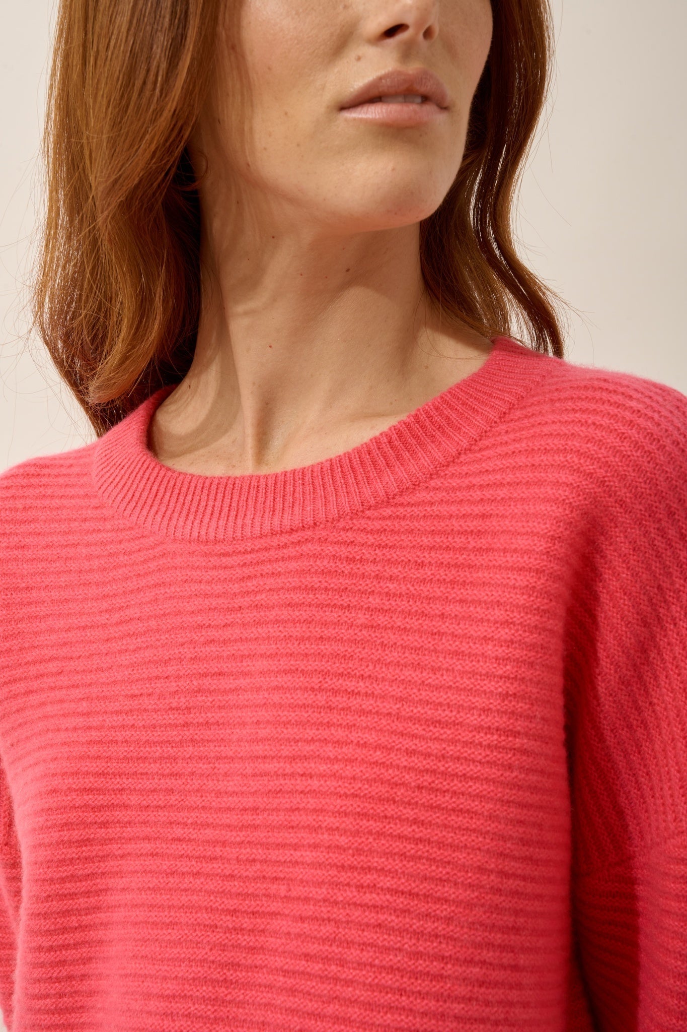 LOUNA round neck sweater, 4-ply flamingo pink