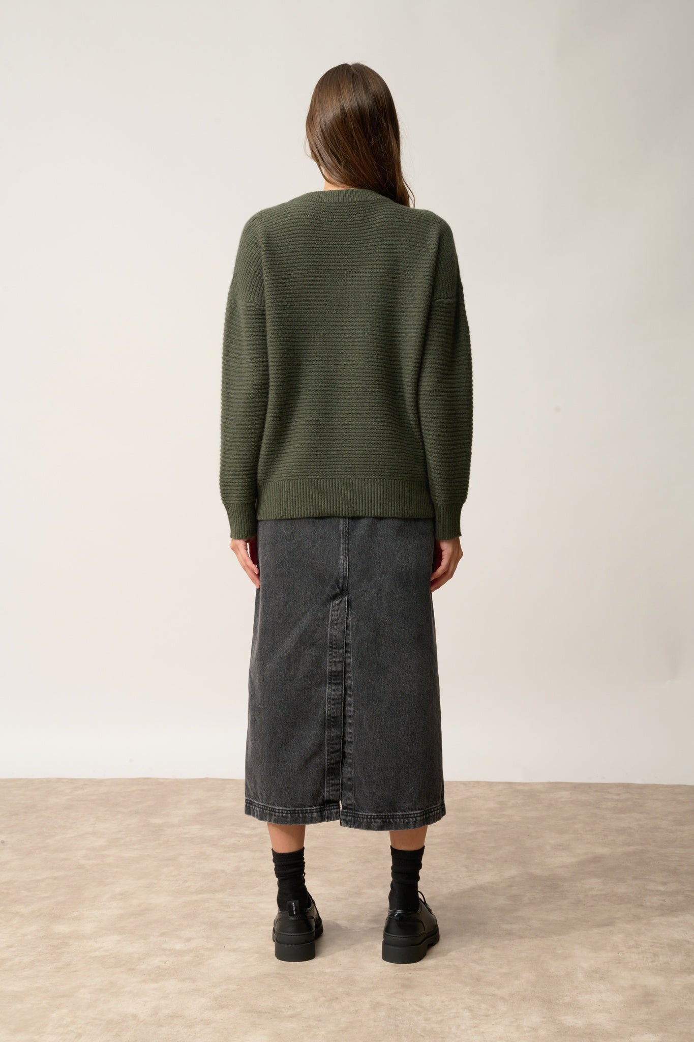 LOUNA pull col rond kaki