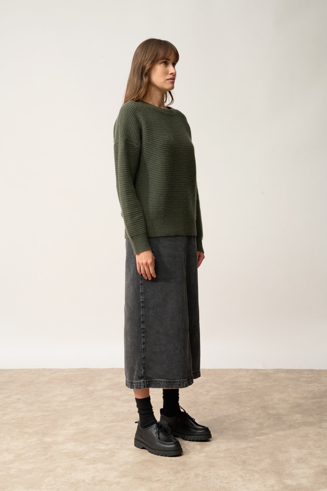 LOUNA pull col rond kaki