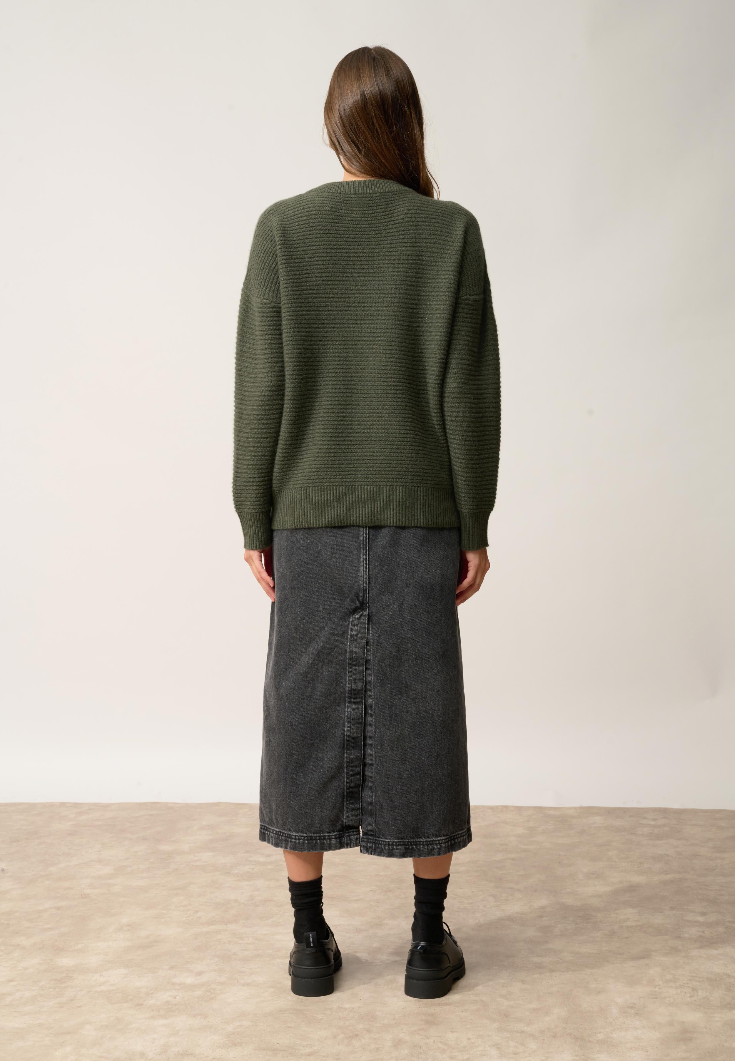 LOUNA pull col rond kaki