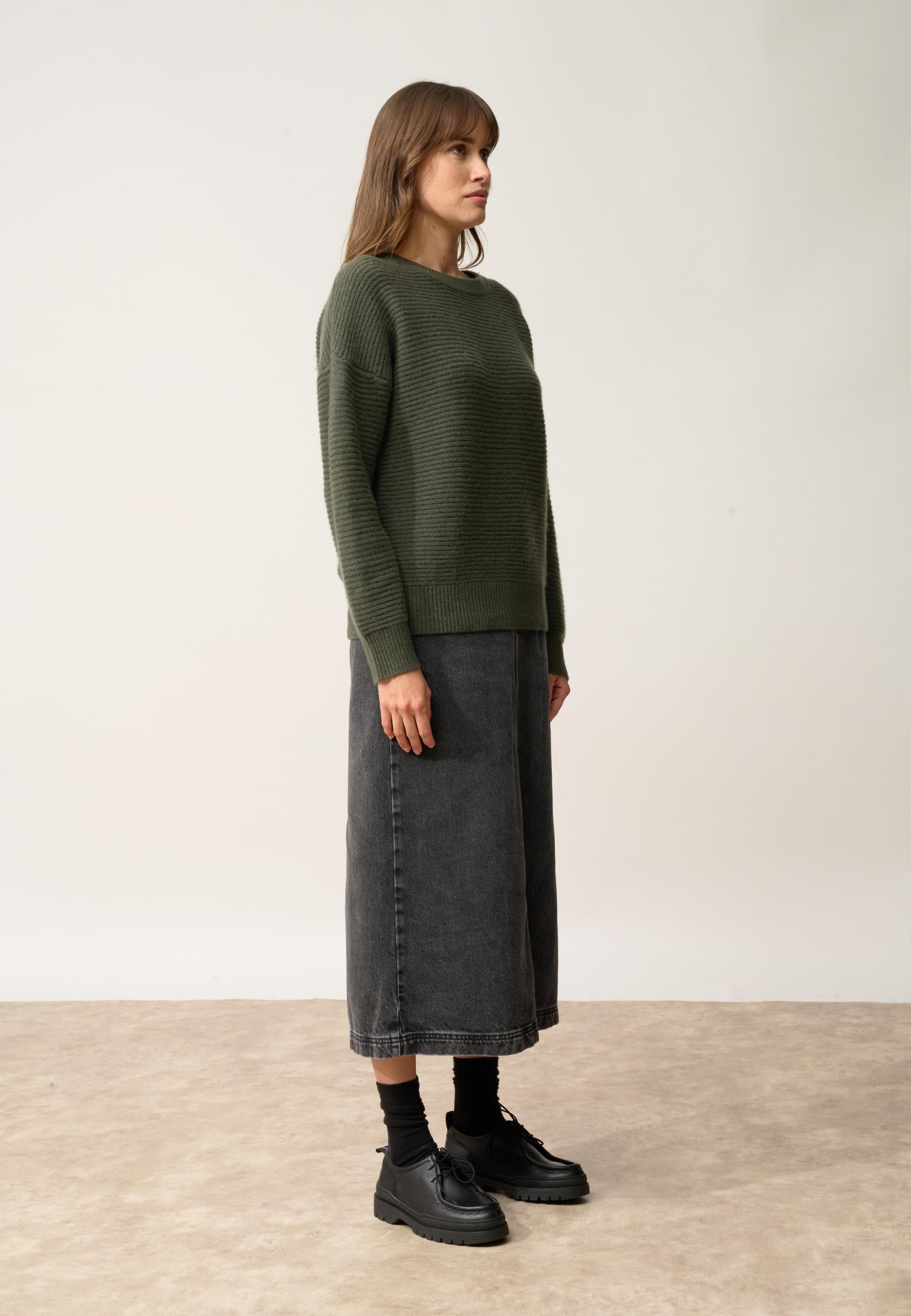 LOUNA pull col rond kaki