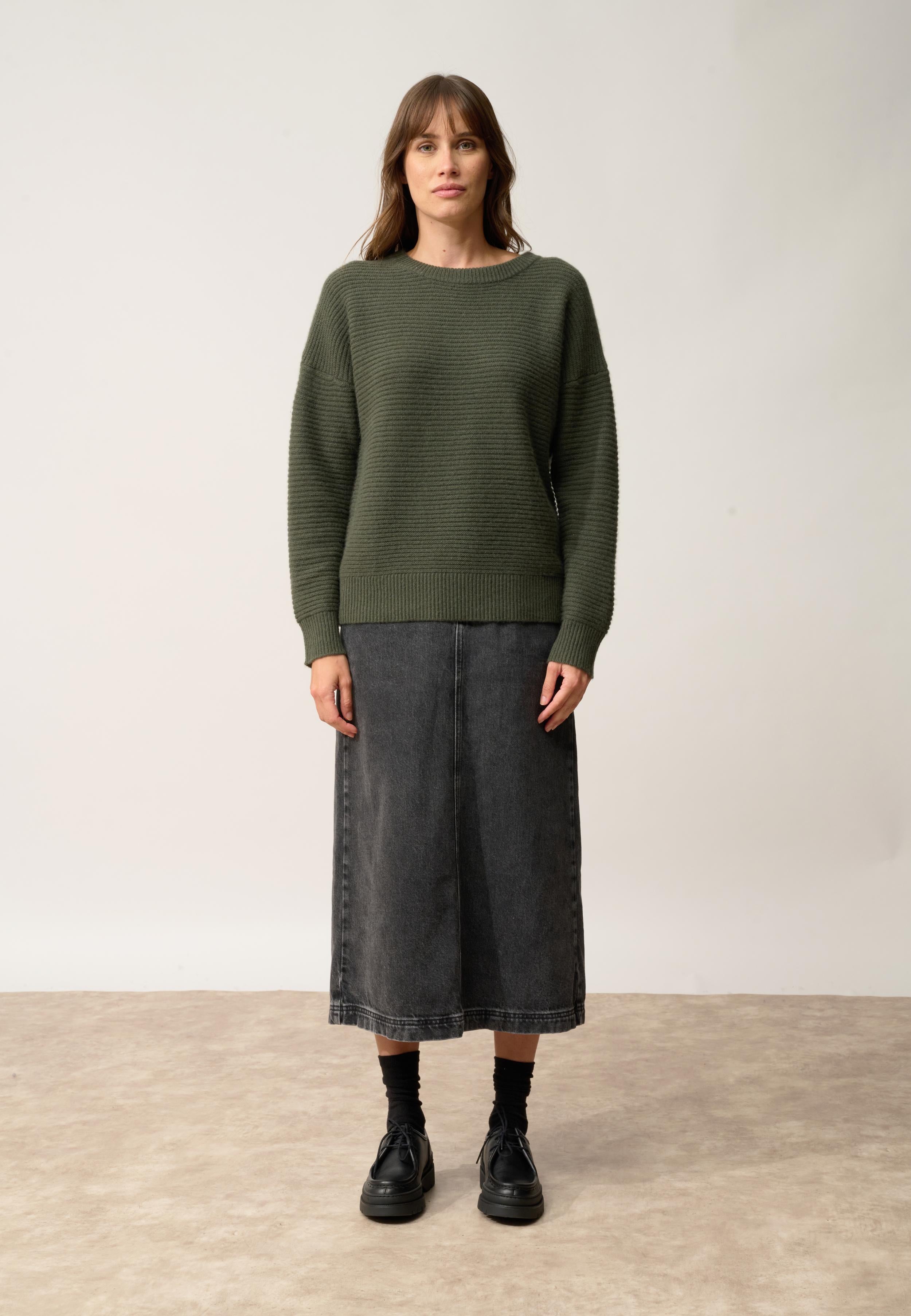 LOUNA pull col rond kaki