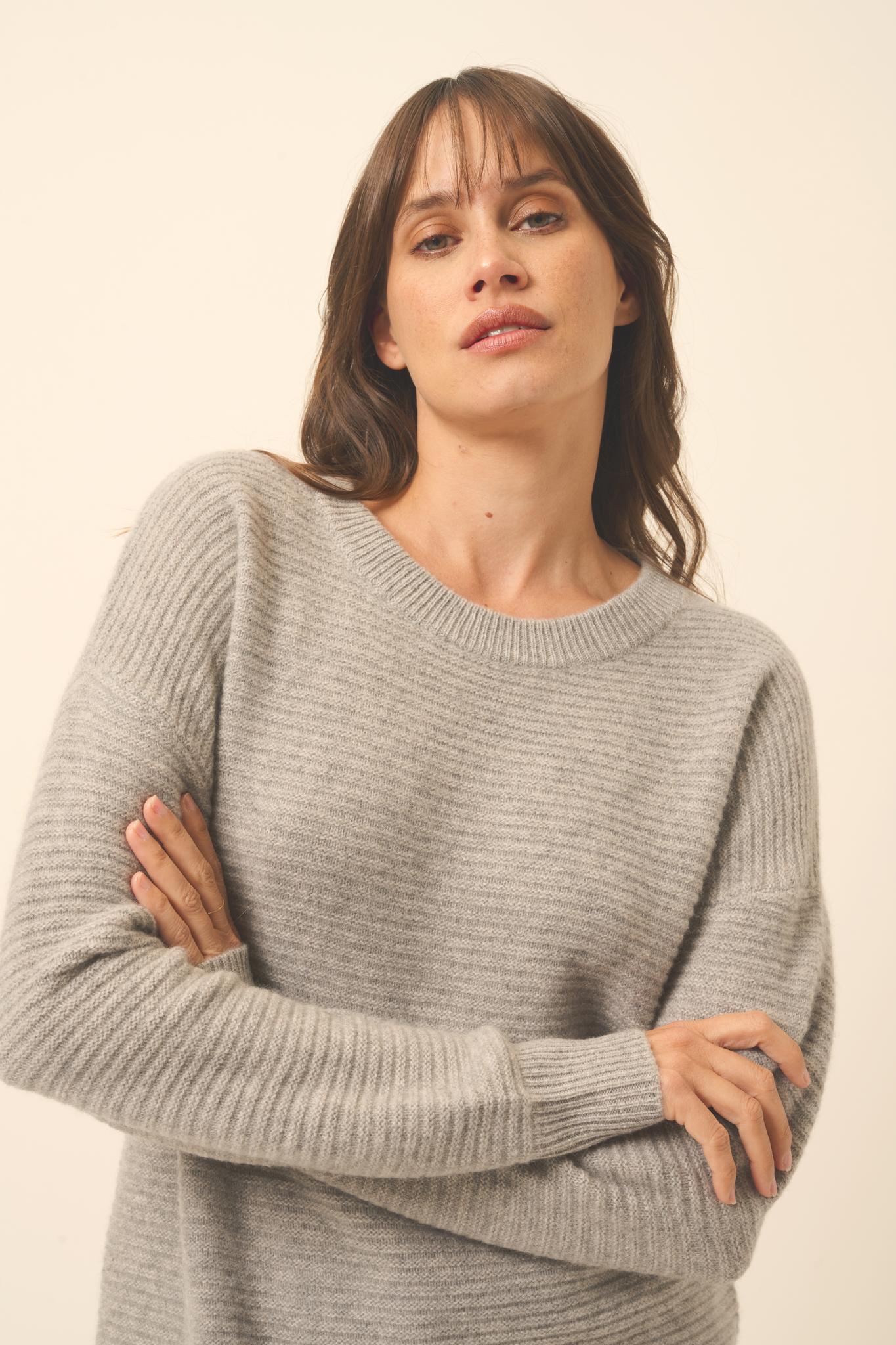 LOUNA pull col rond nuage chiné