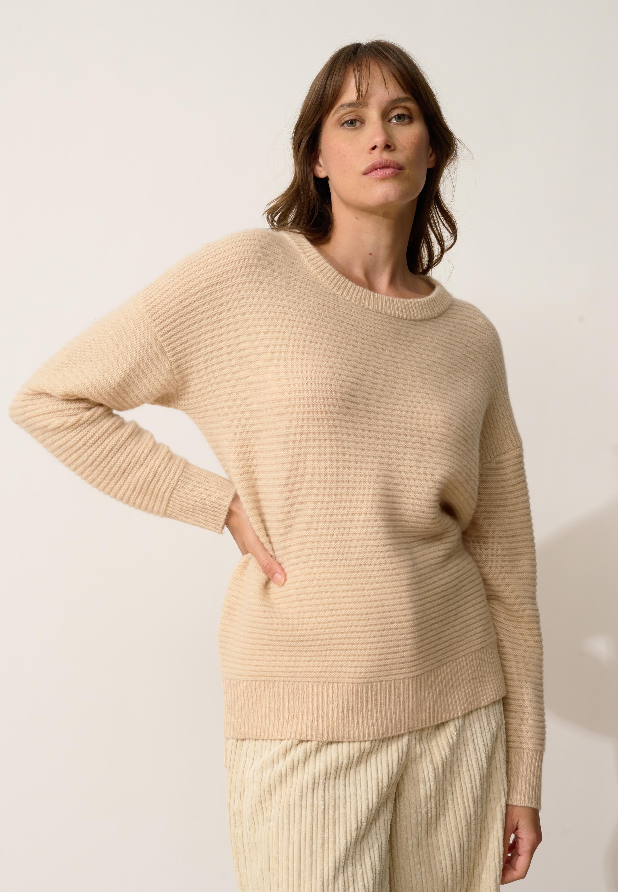 LOUNA pull col rond sable