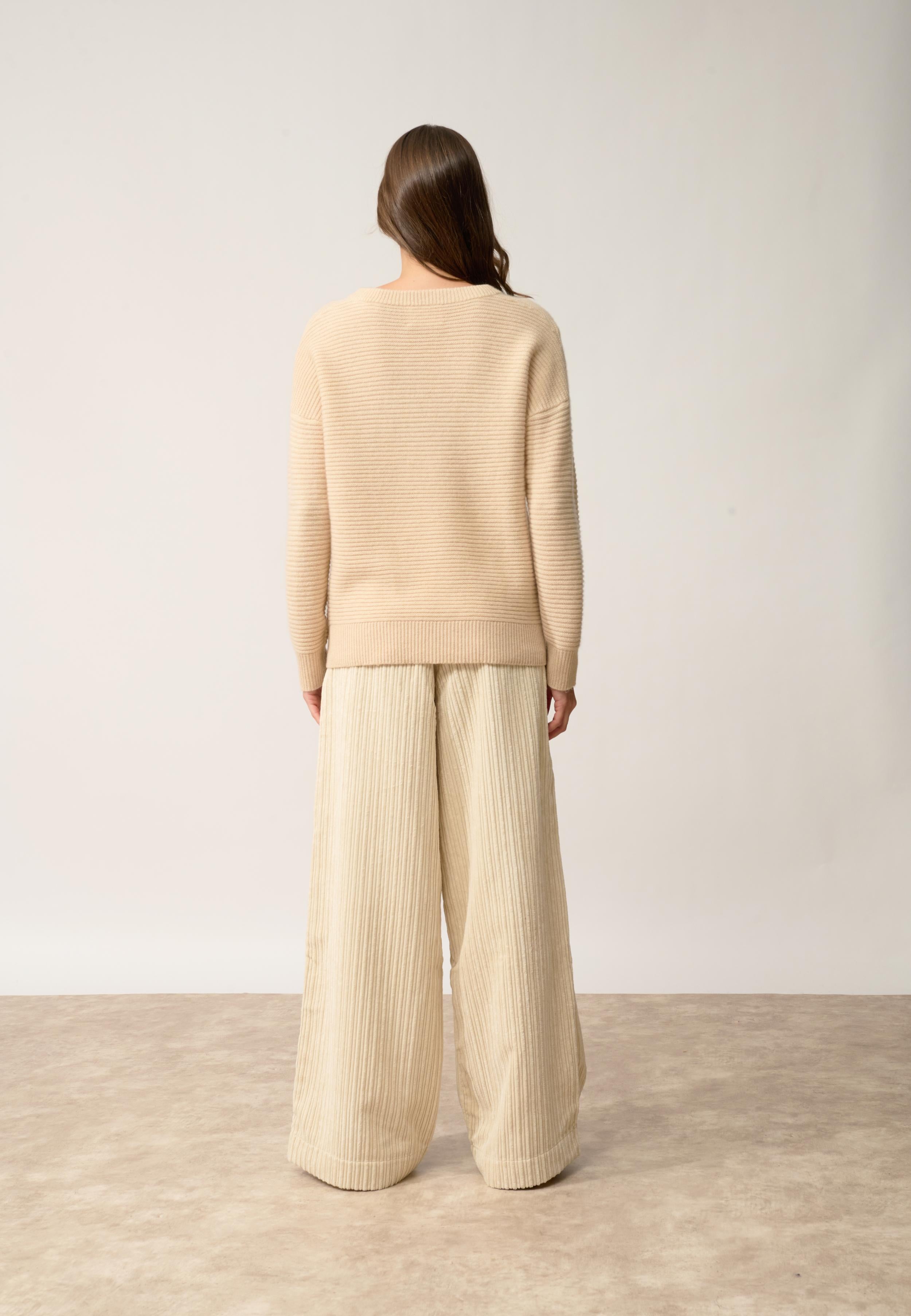 LOUNA pull col rond sable