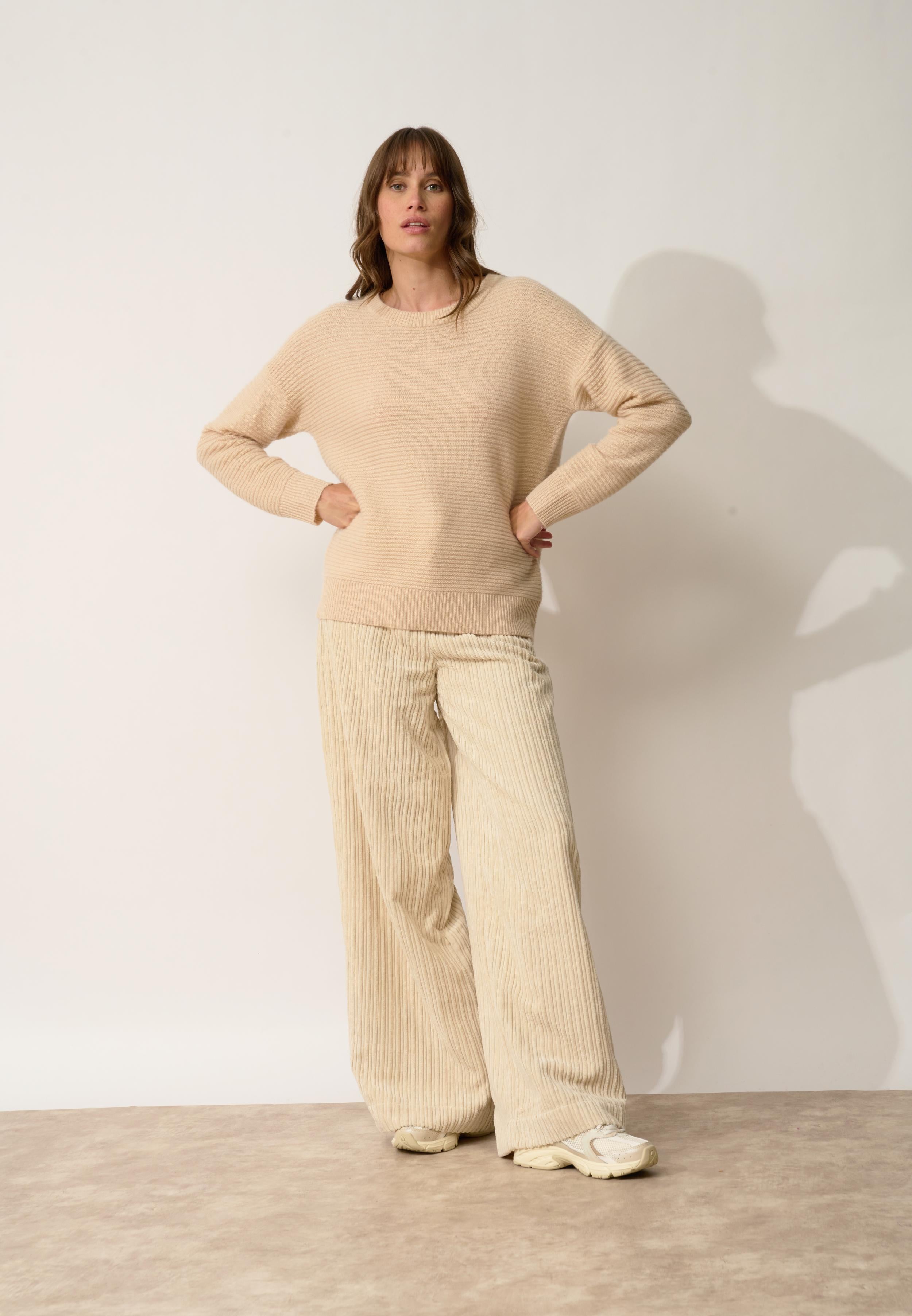 LOUNA pull col rond sable