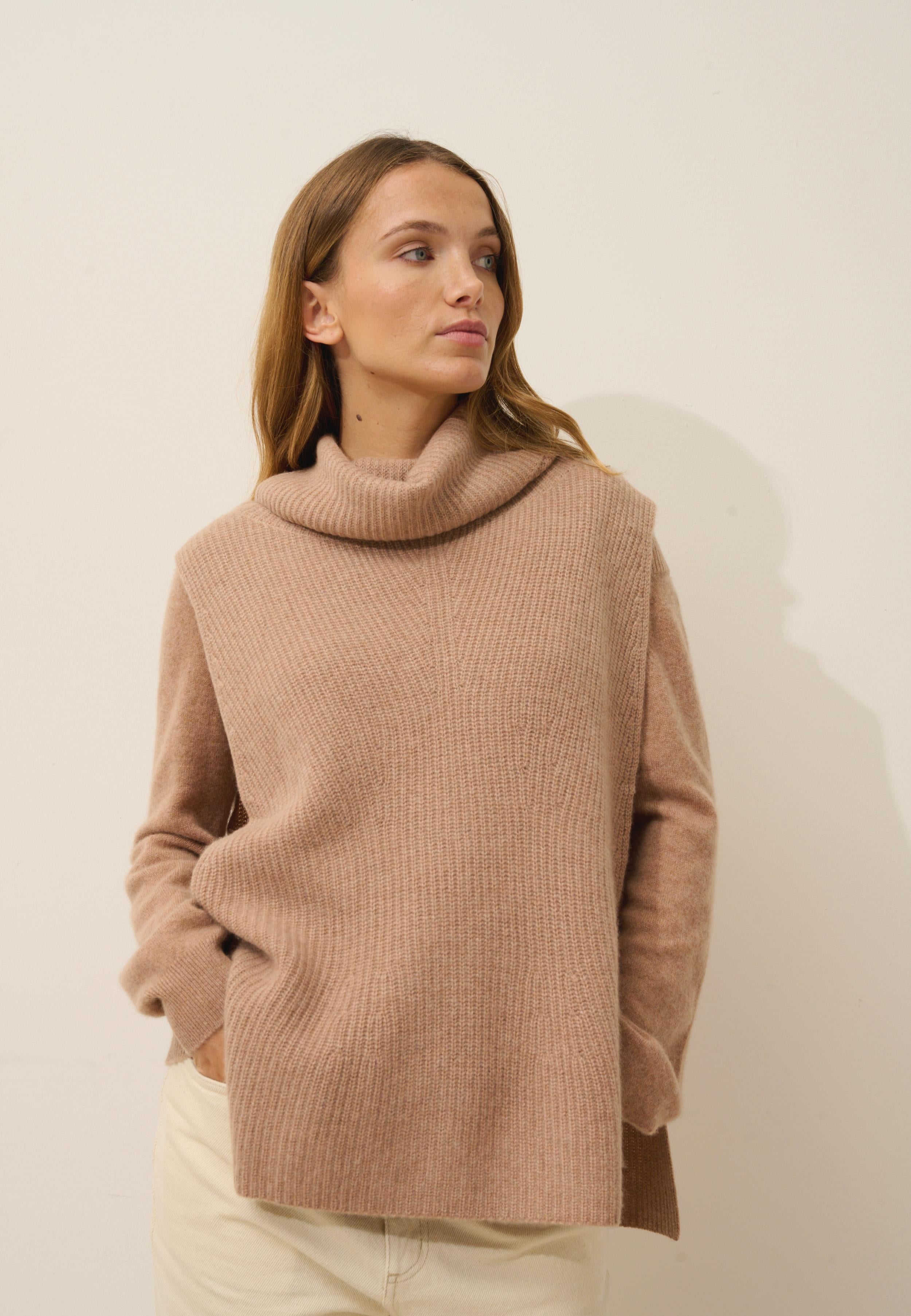 LOU cape col roulé camel chiné