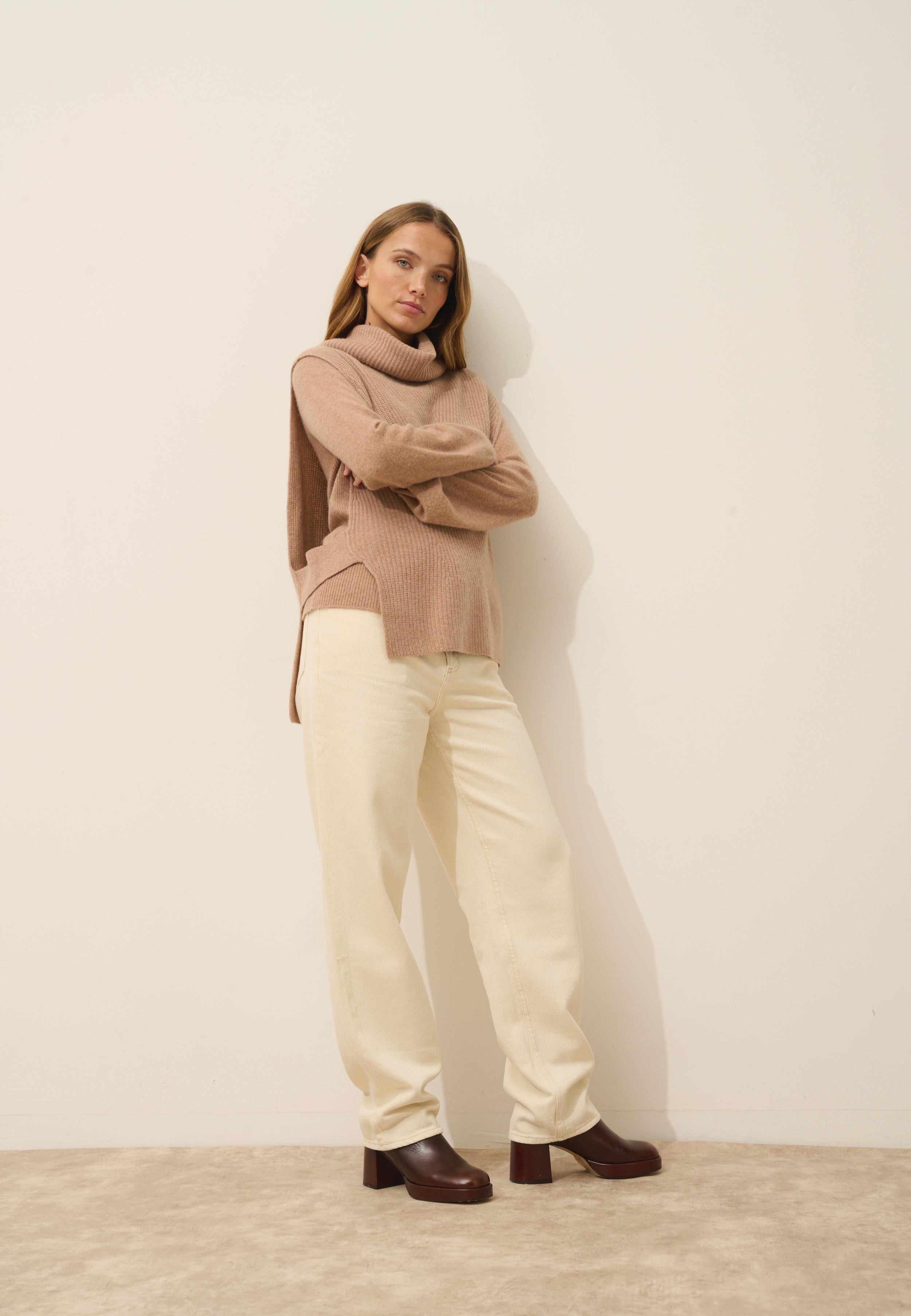 LOU cape col roulé camel chiné