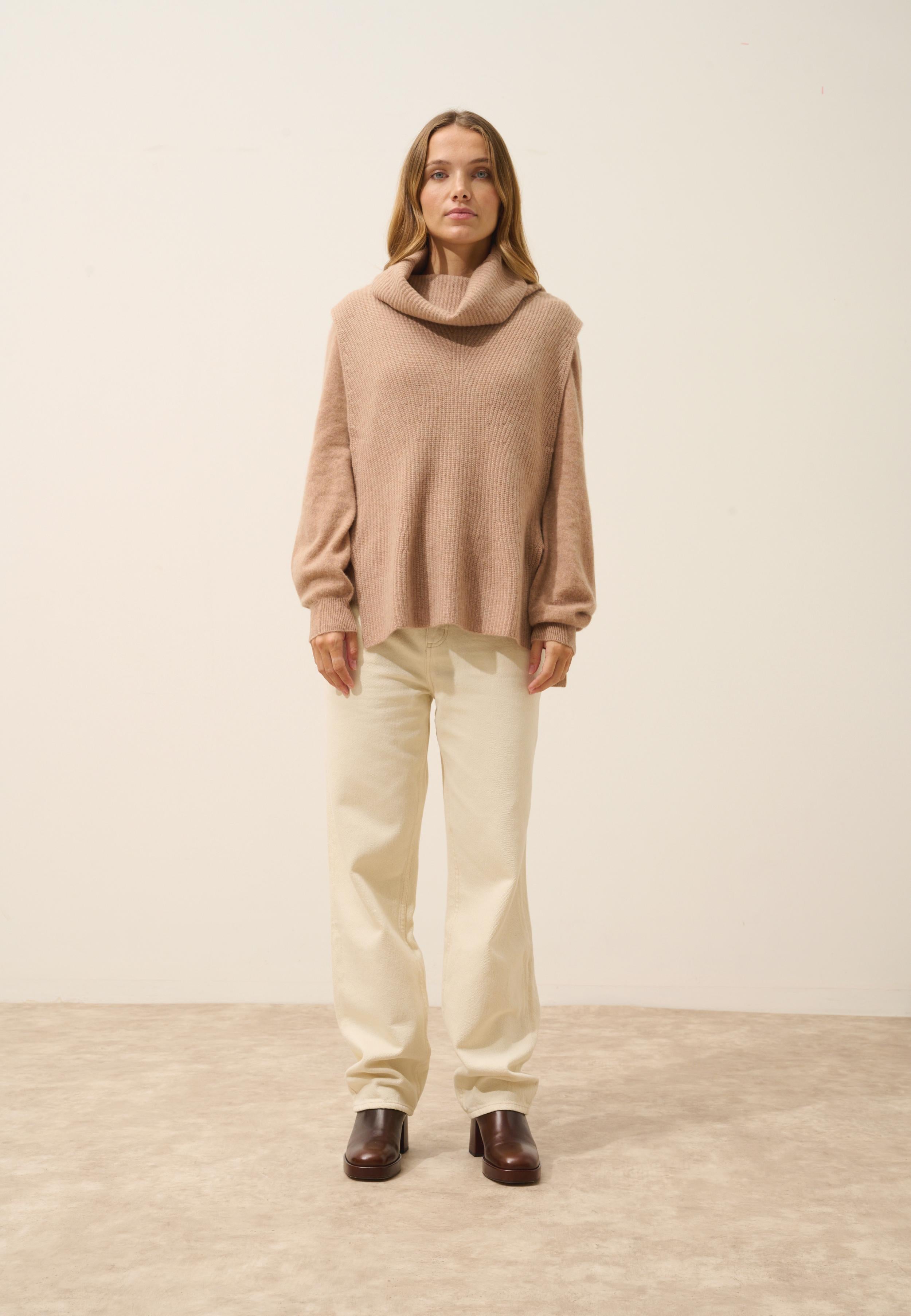 LOU cape col roulé camel chiné