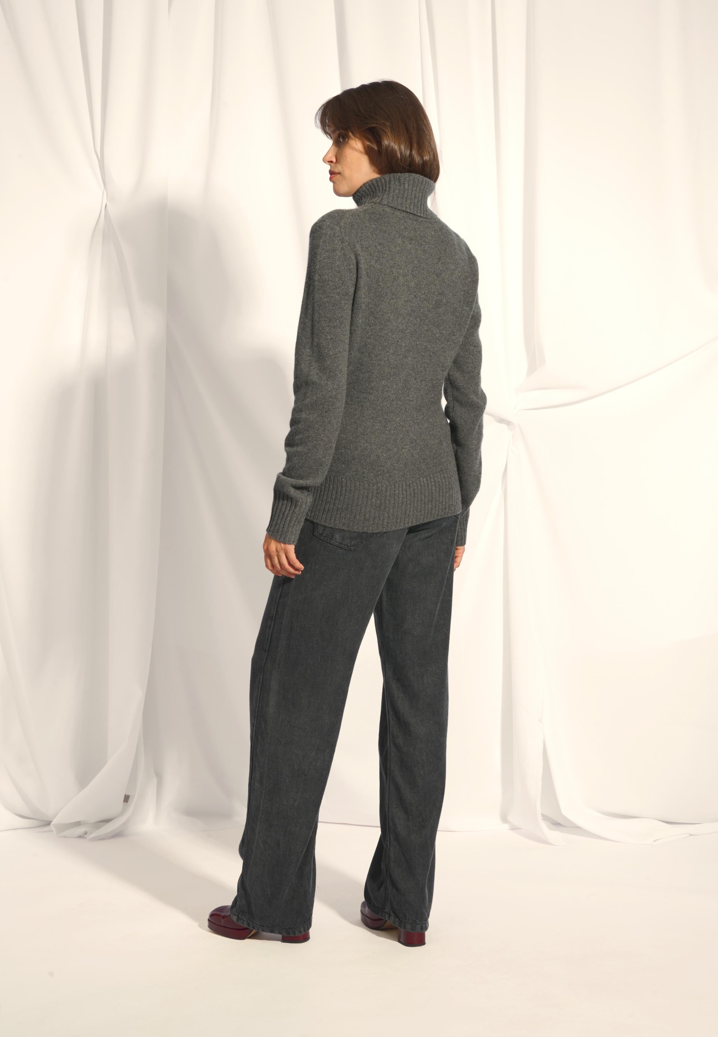 LUCIE pull col roulé anthracite chiné