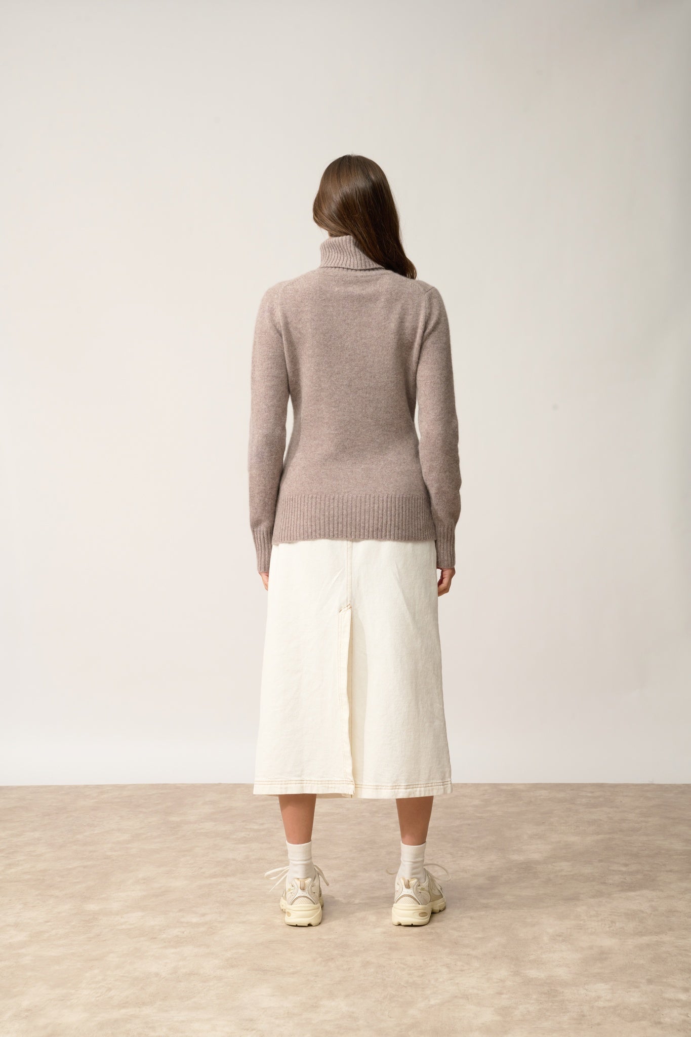 LUCIE pull col roulé caribou chiné