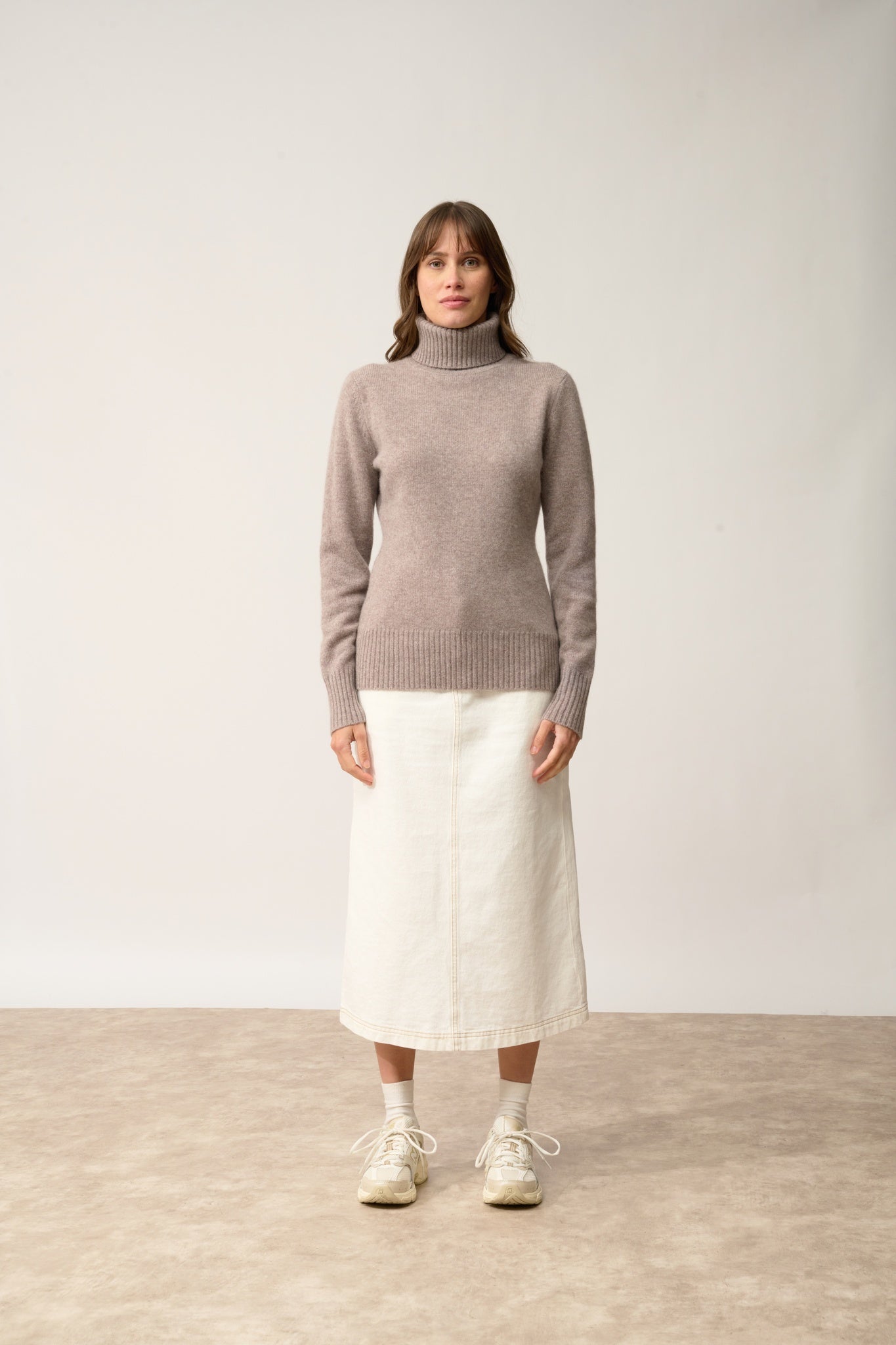 LUCIE pull col roulé caribou chiné