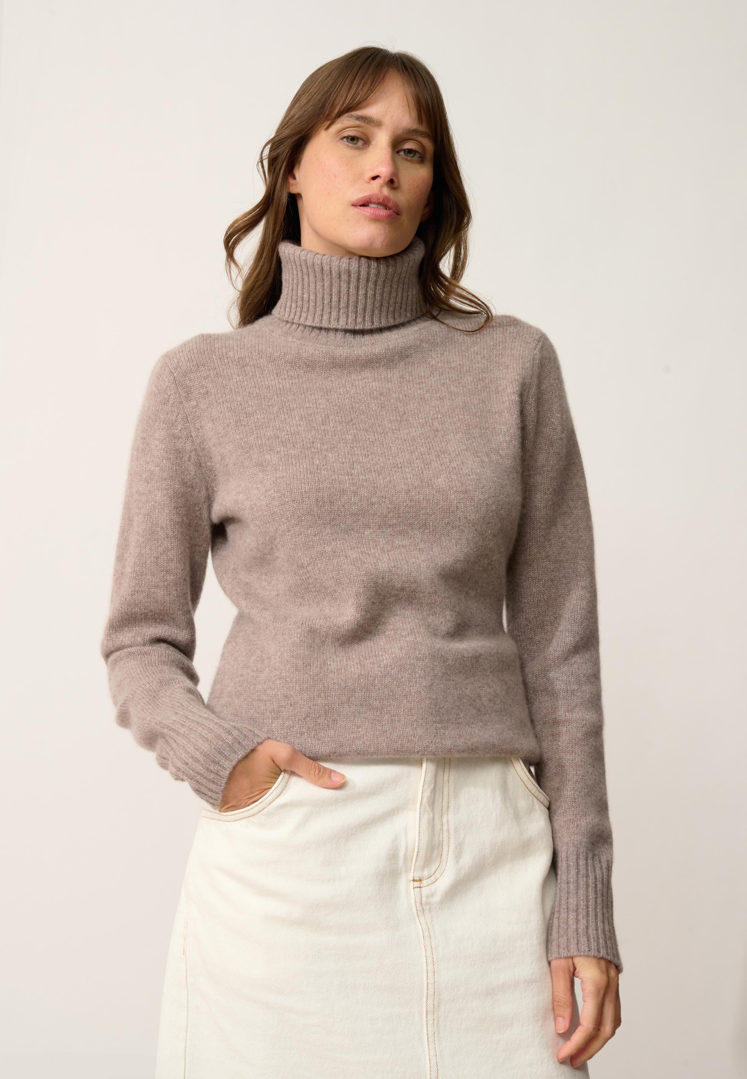 LUCIE pull col roulé caribou chiné