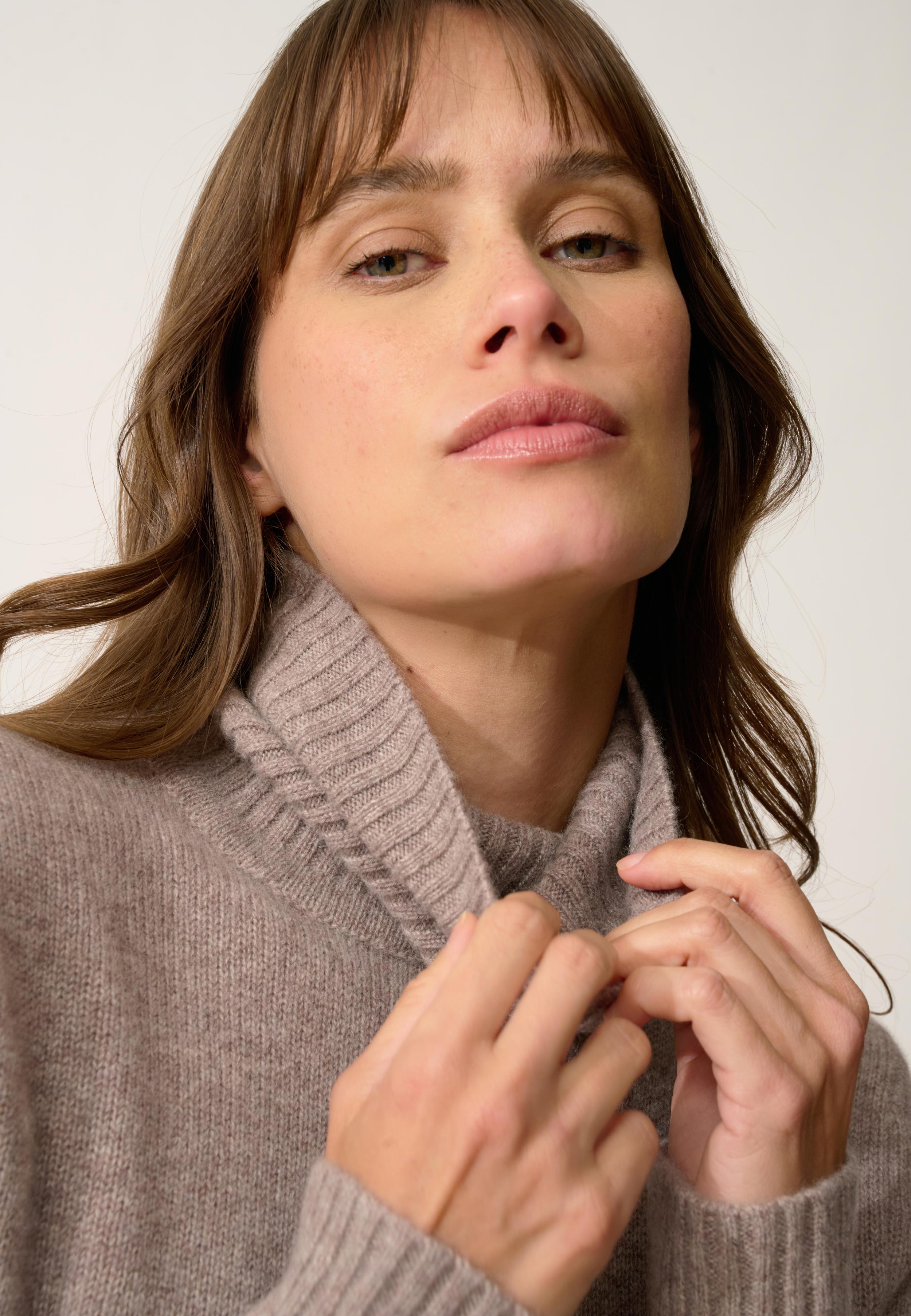 LUCIE pull col roulé caribou chiné