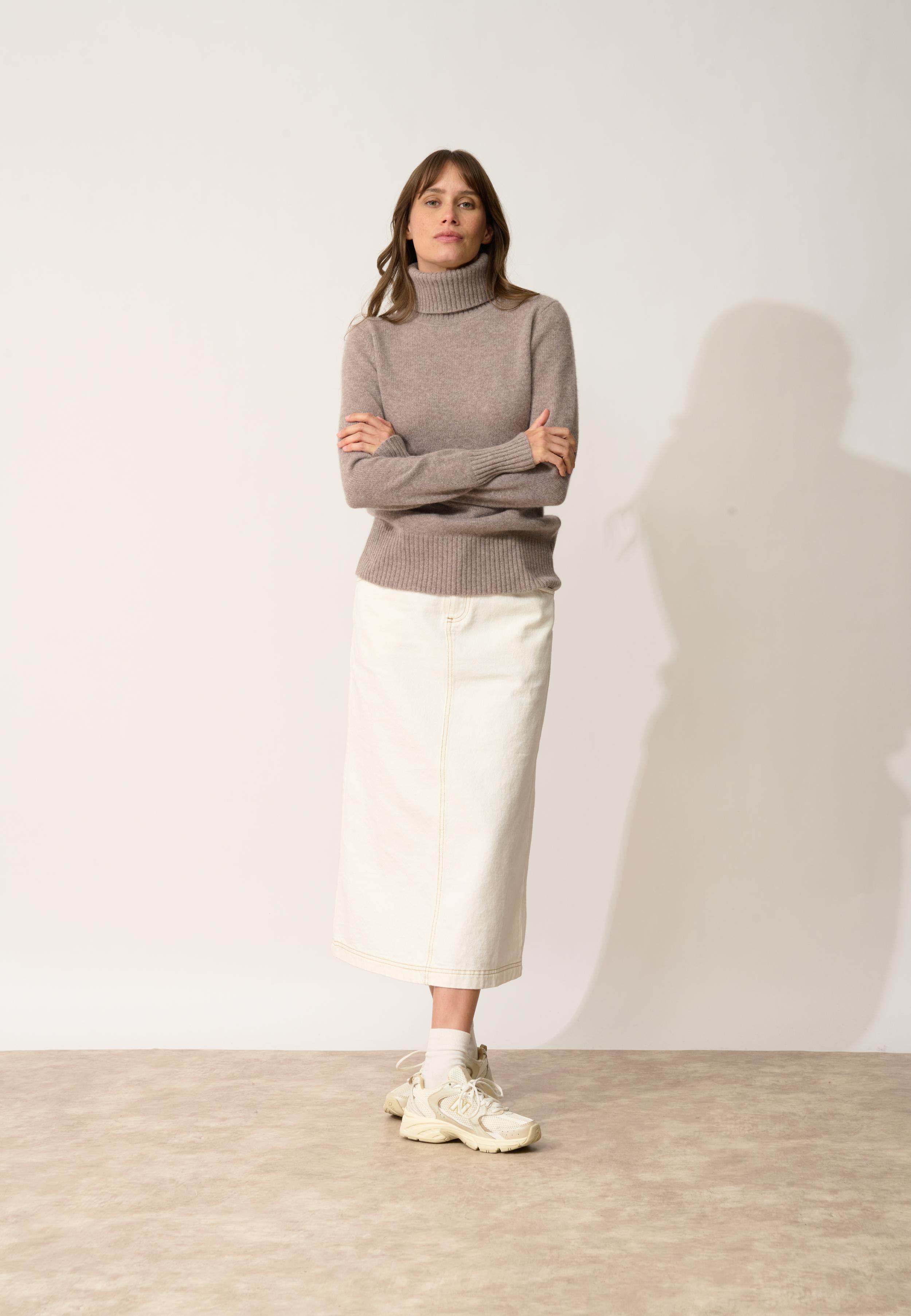 LUCIE pull col roulé caribou chiné