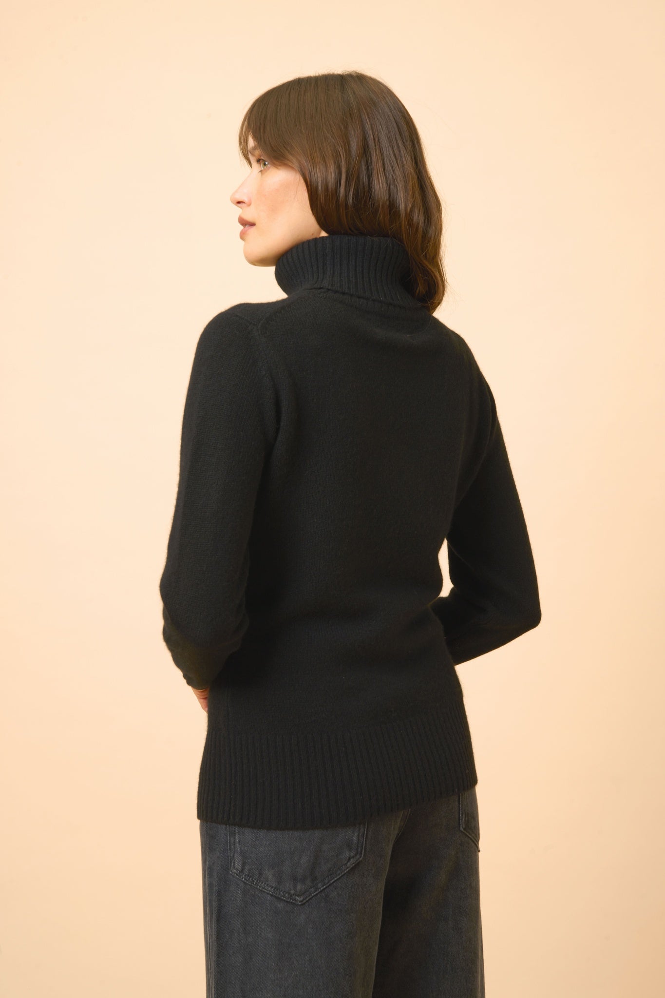 LUCIE pull col roulé noir