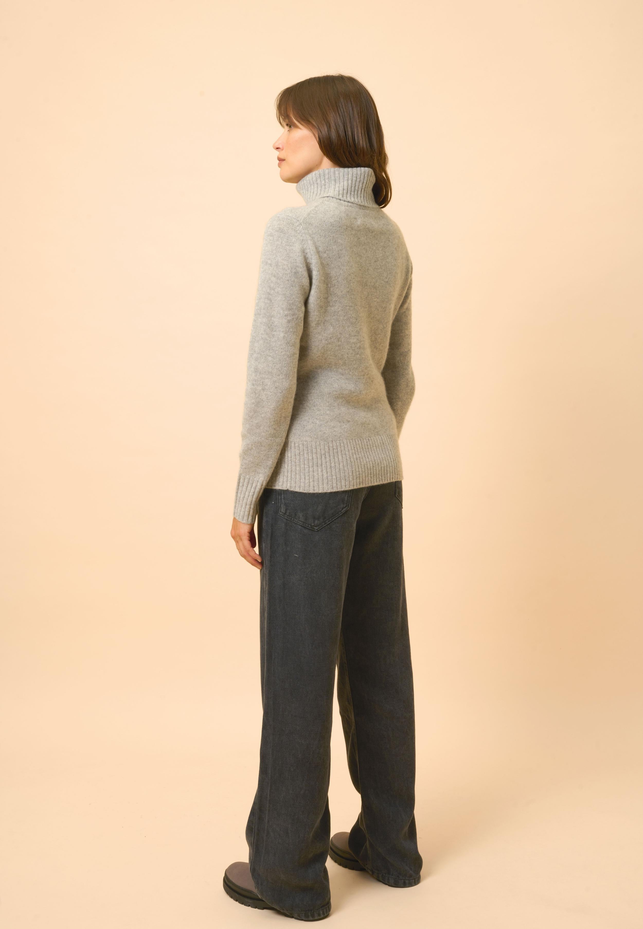 LUCIE pull col roulé nuage chiné