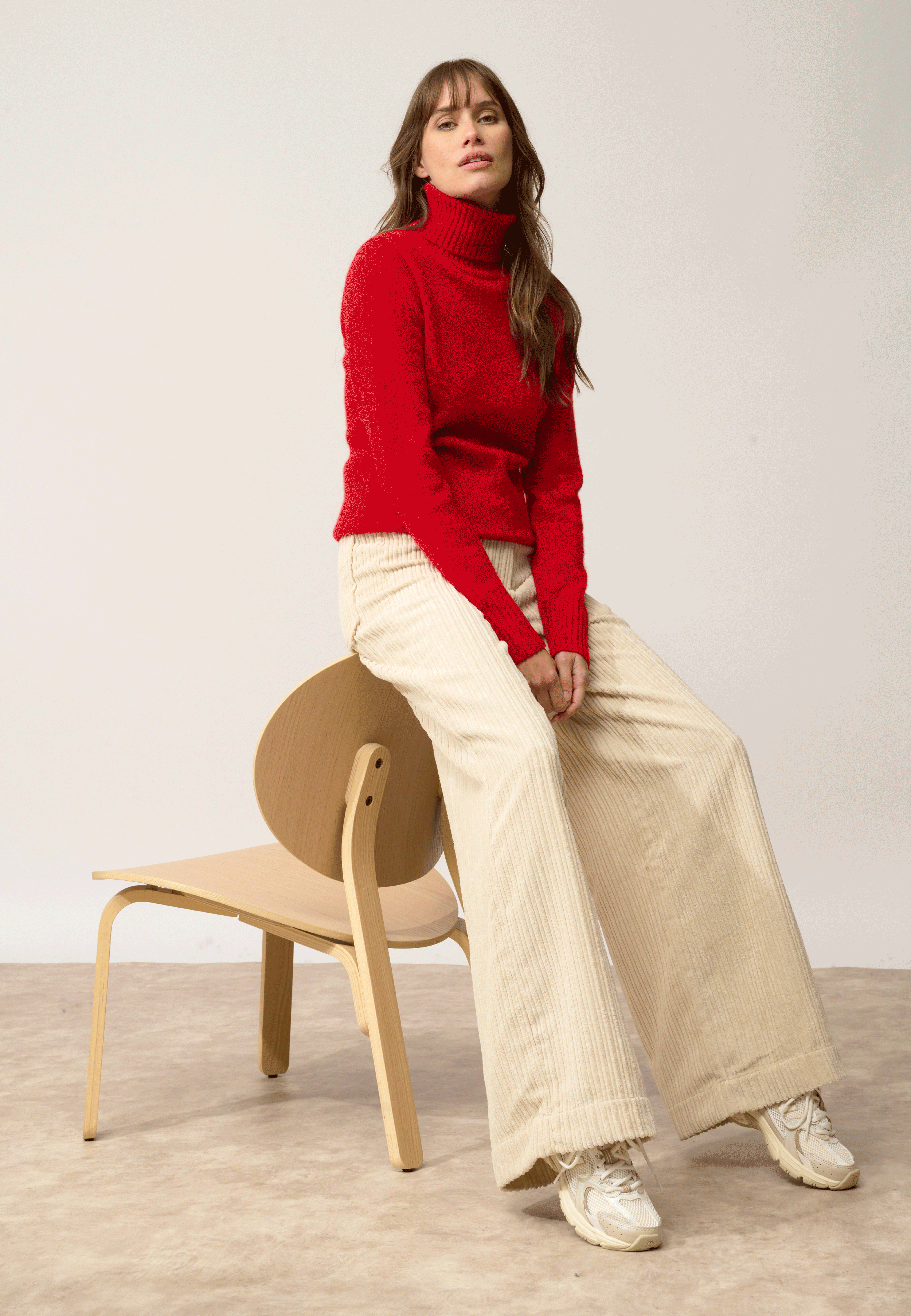 LUCIE pull col roulé rouge