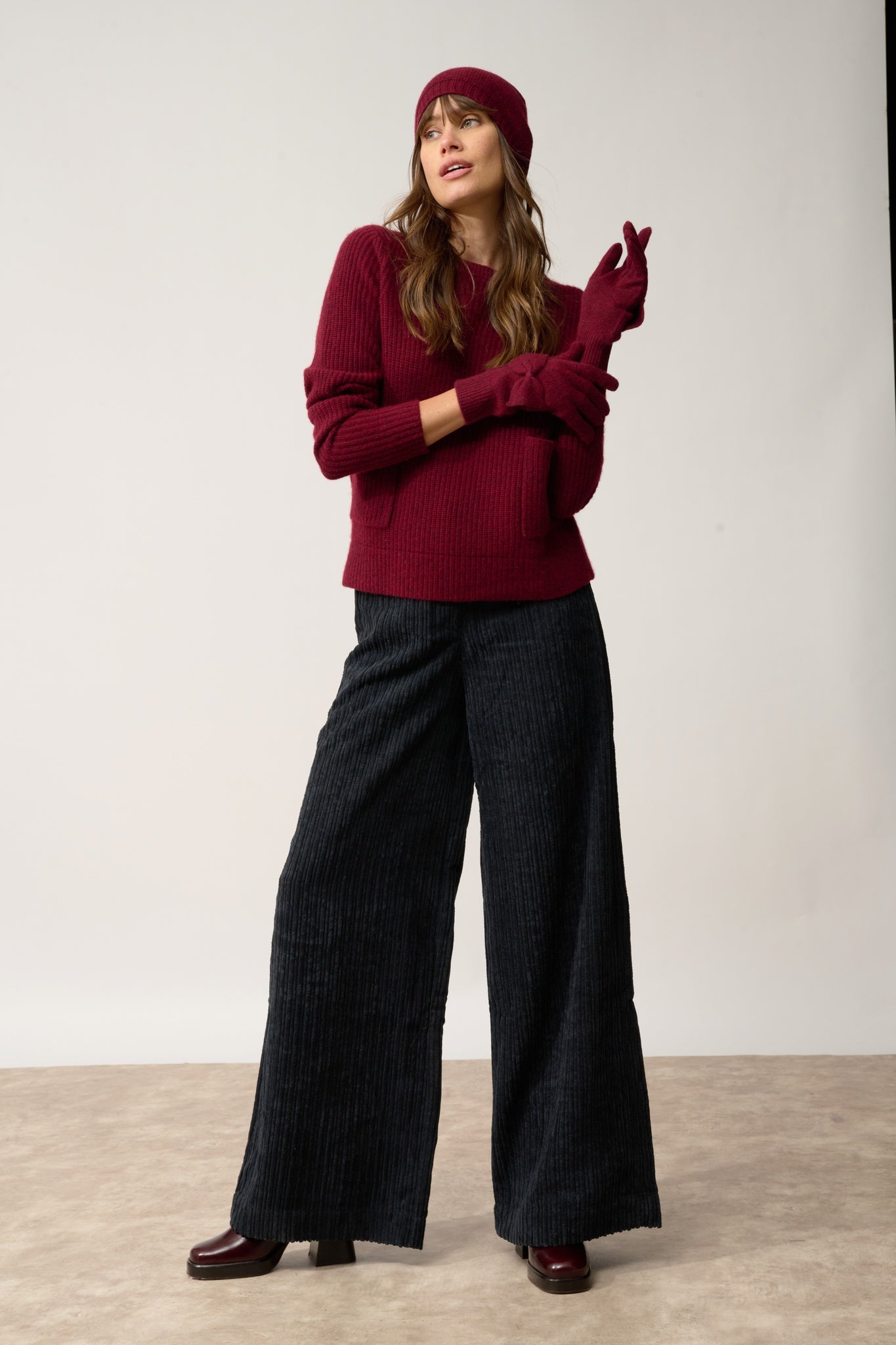 LUCY gants 4 fils cranberry chiné