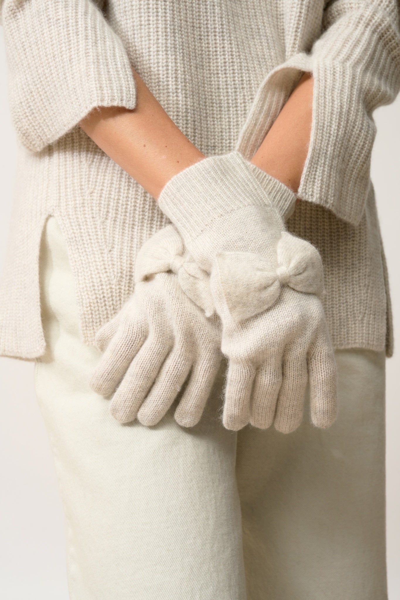 LUCY gants 4 fils gris perle chiné