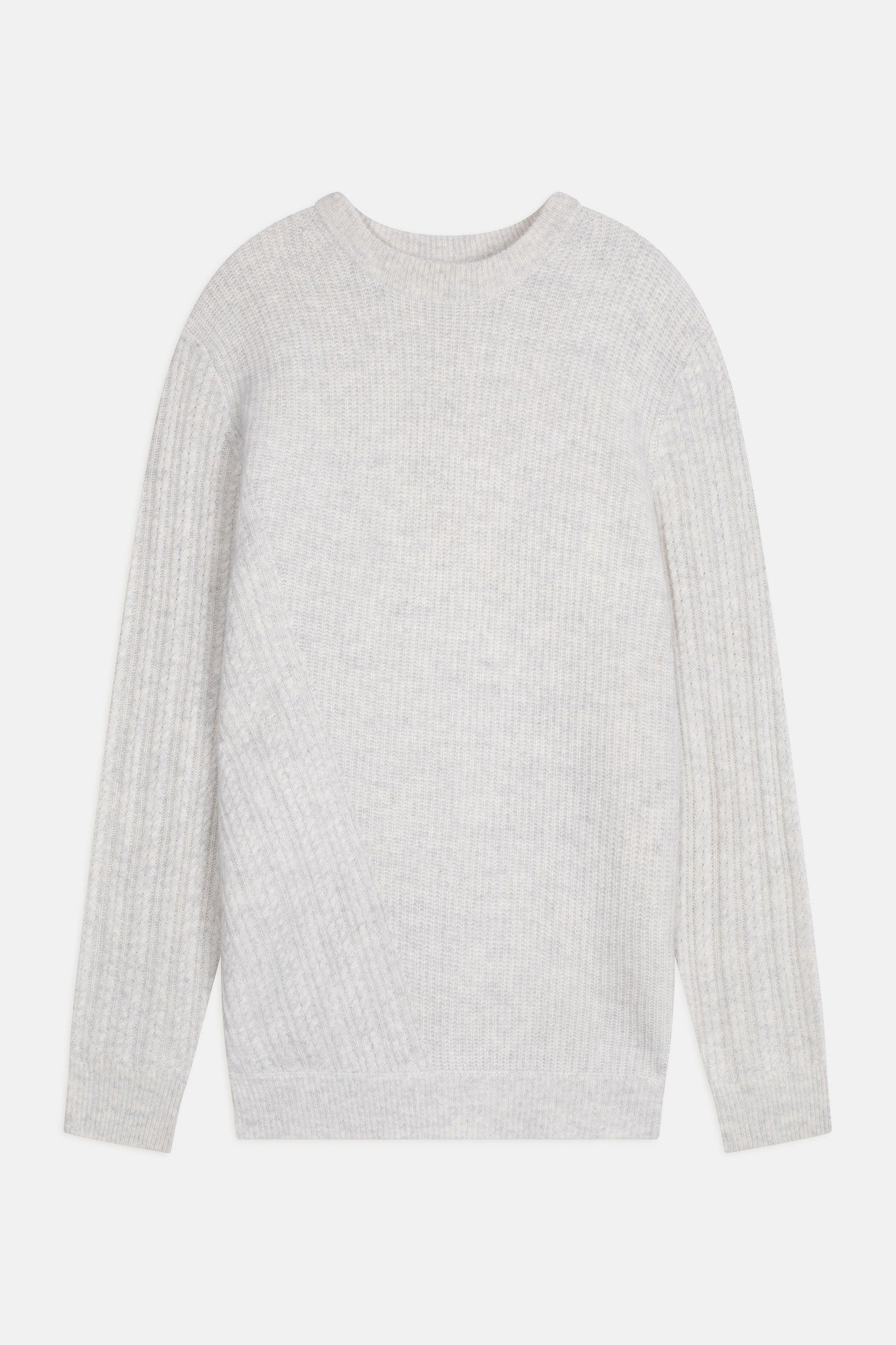 lukka pull col rond 4 fils gris perle chiné