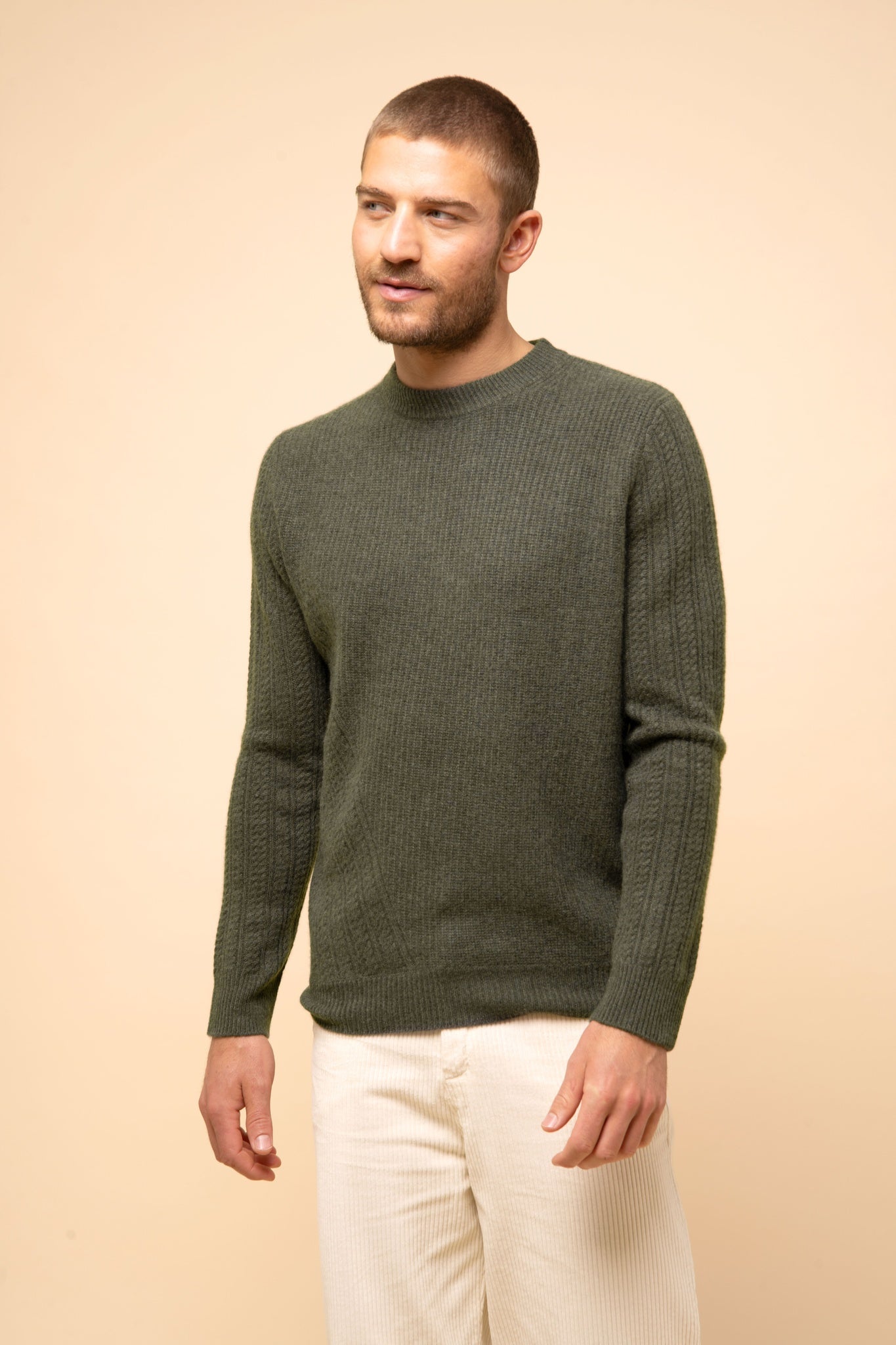 LUKKA pull col rond kaki chiné