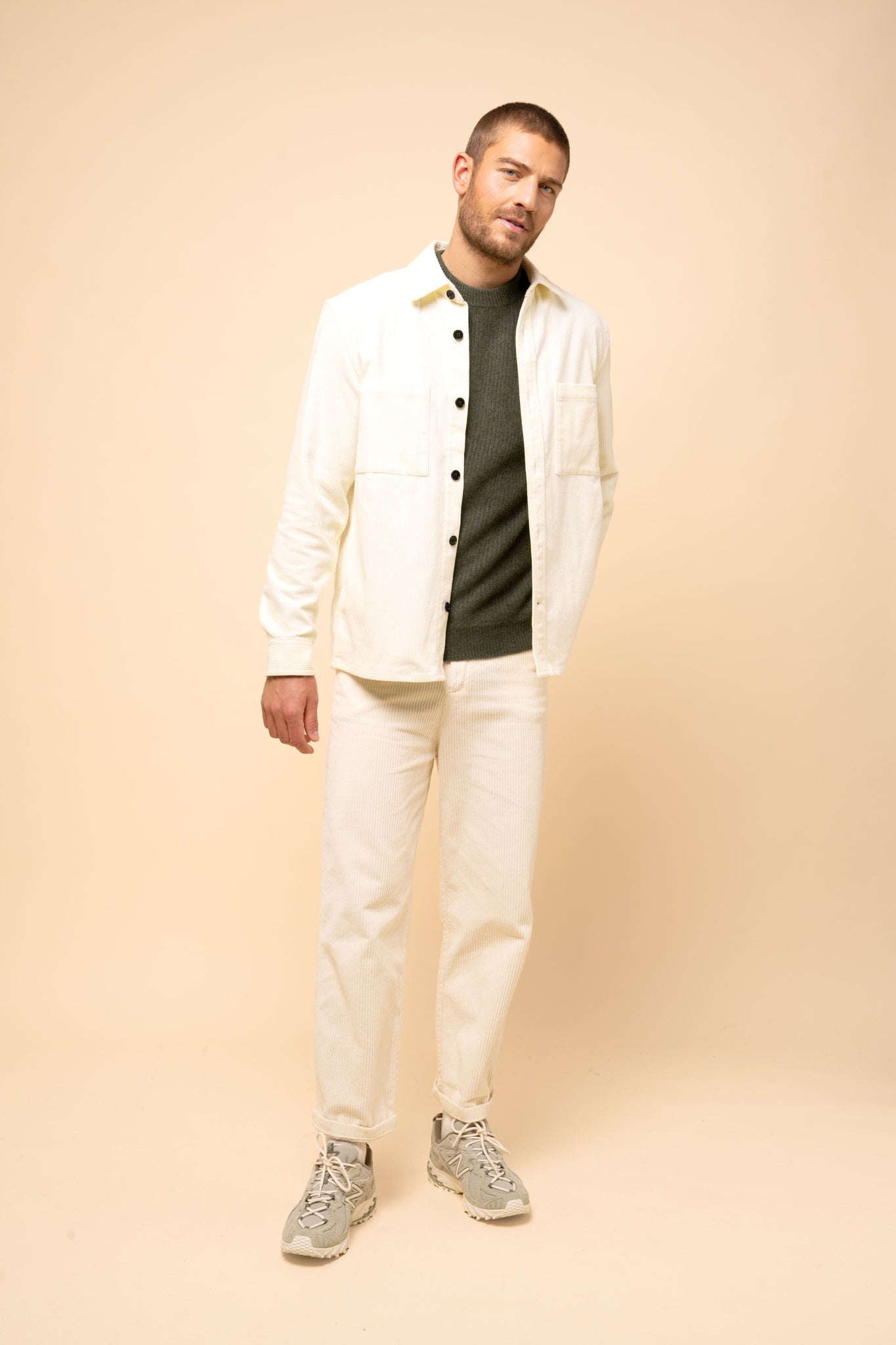 LUKKA pull col rond kaki chiné