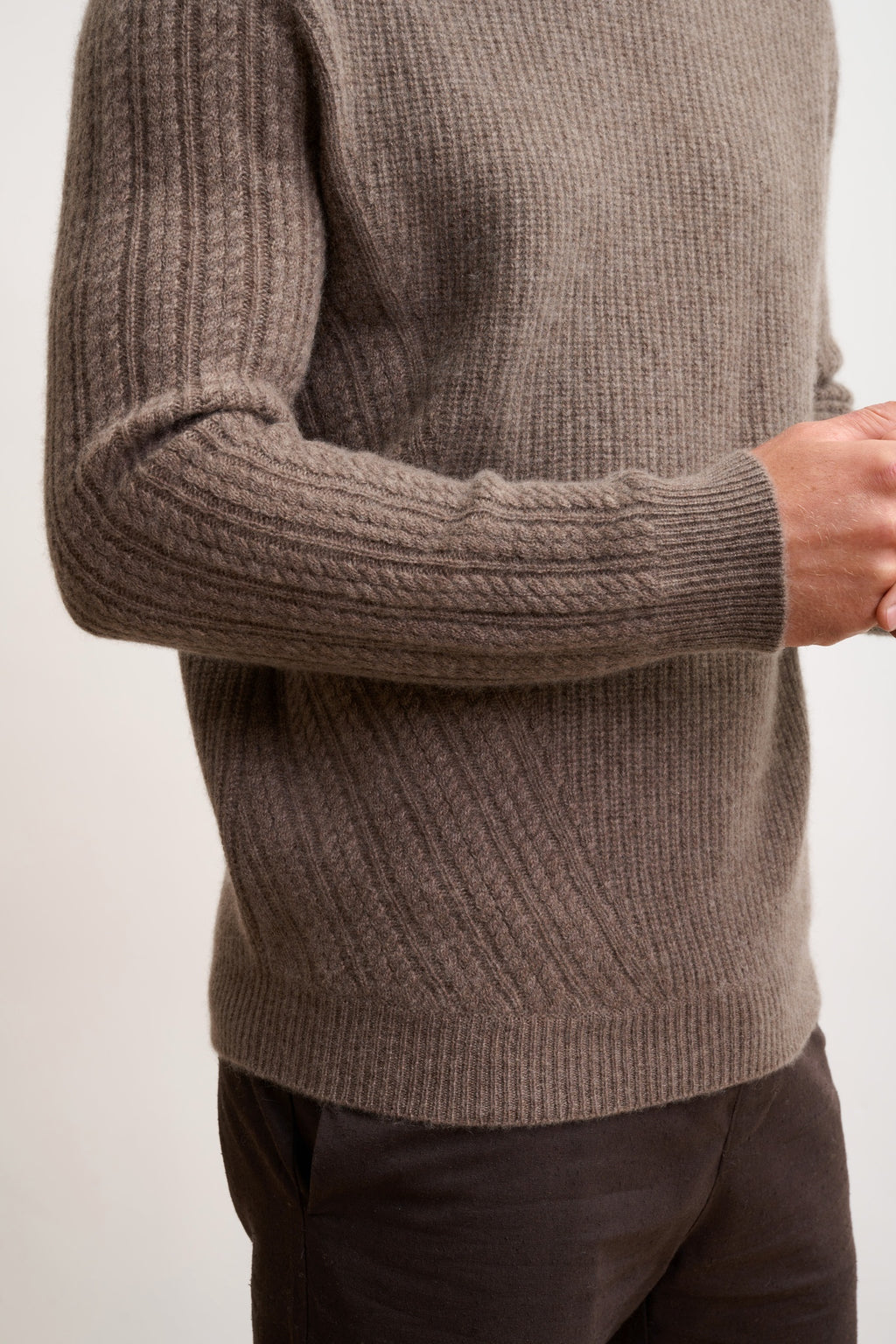 LUKKA pull col rond taupe chiné
