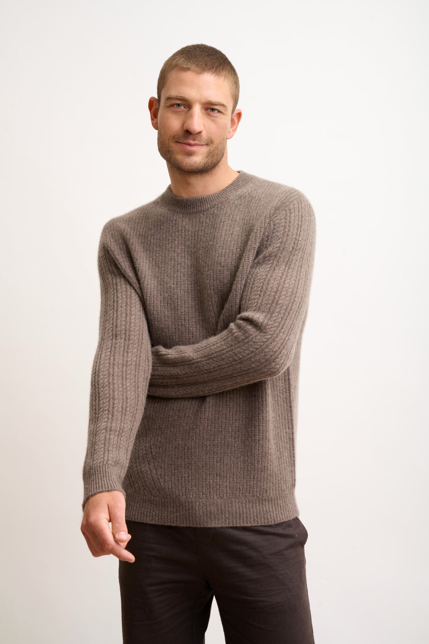 LUKKA pull col rond taupe chiné