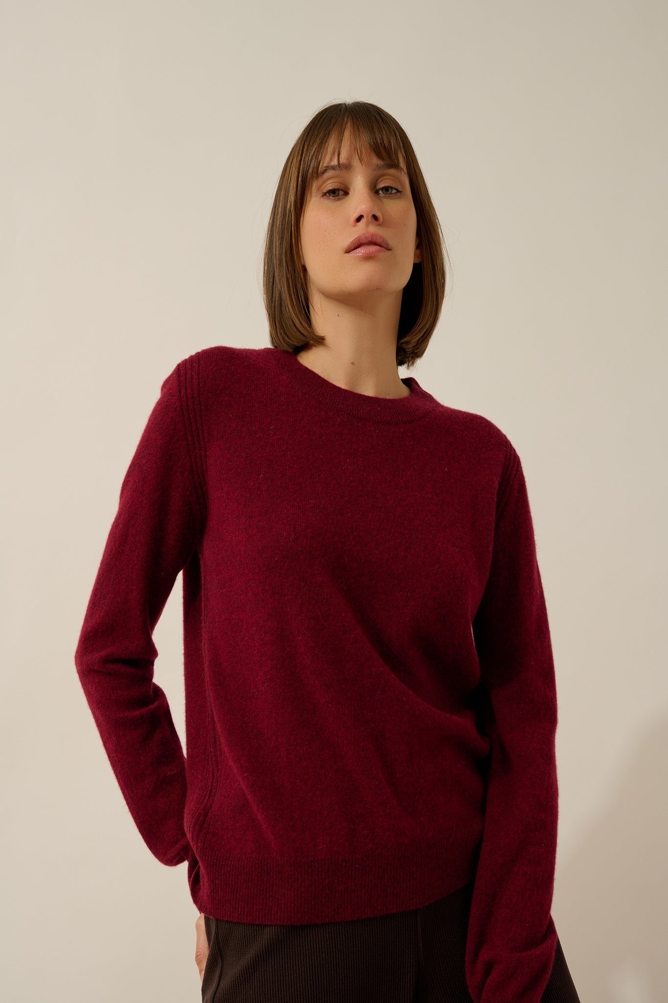 LUNERA pull col rond cranberry chiné