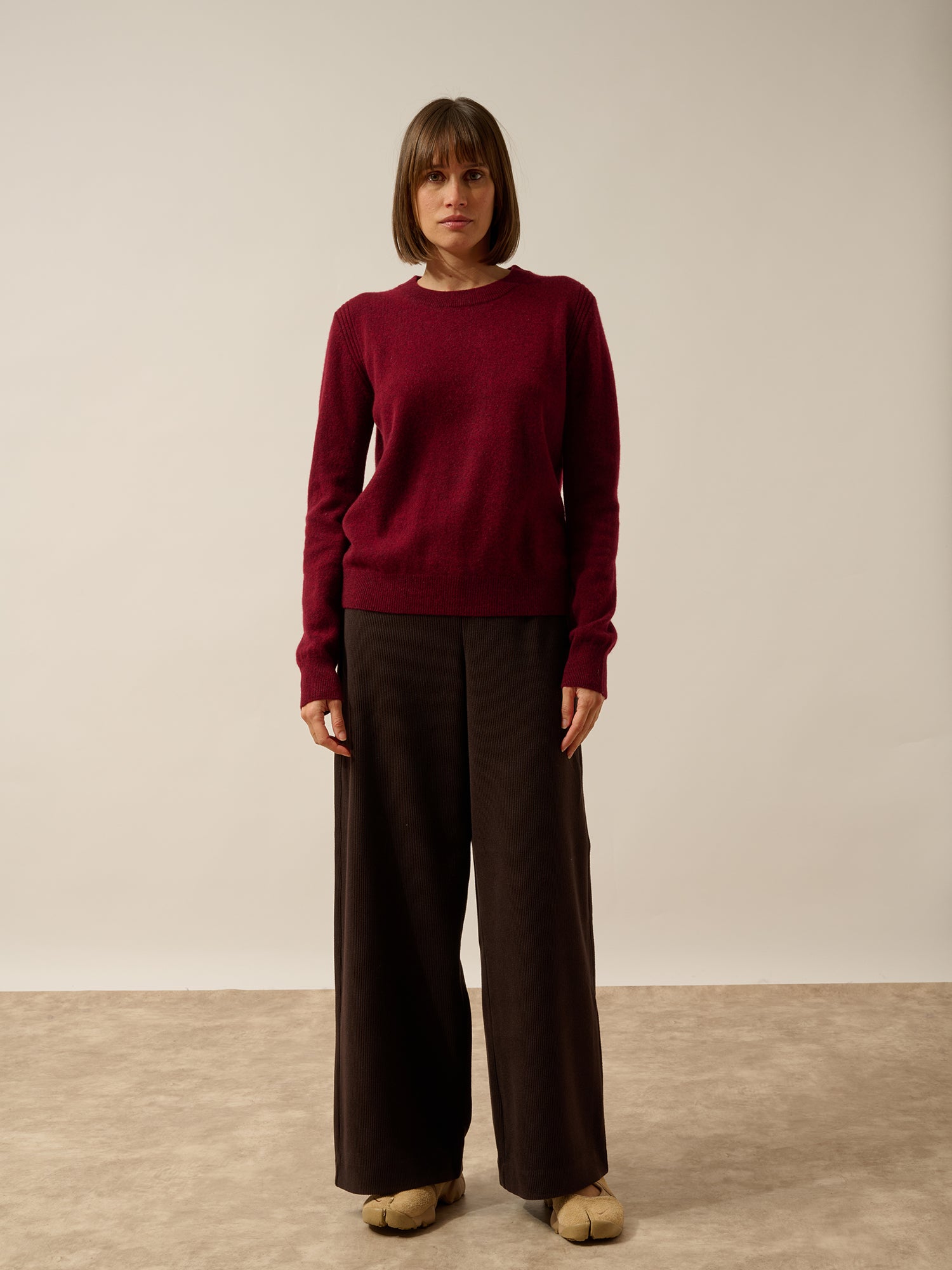 LUNERA pull col rond cranberry chiné