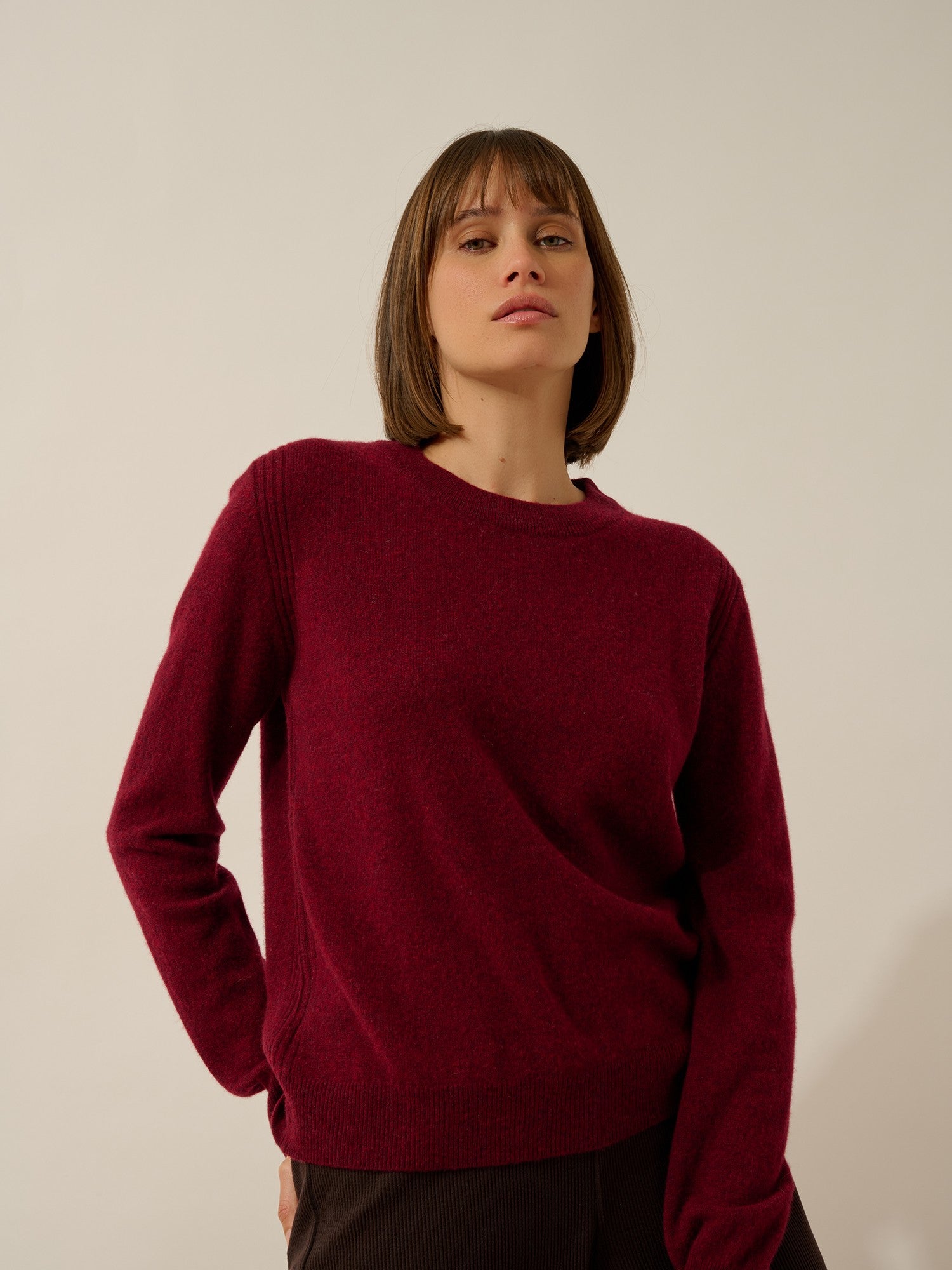 Lunera round neck sweater in cranberry heather