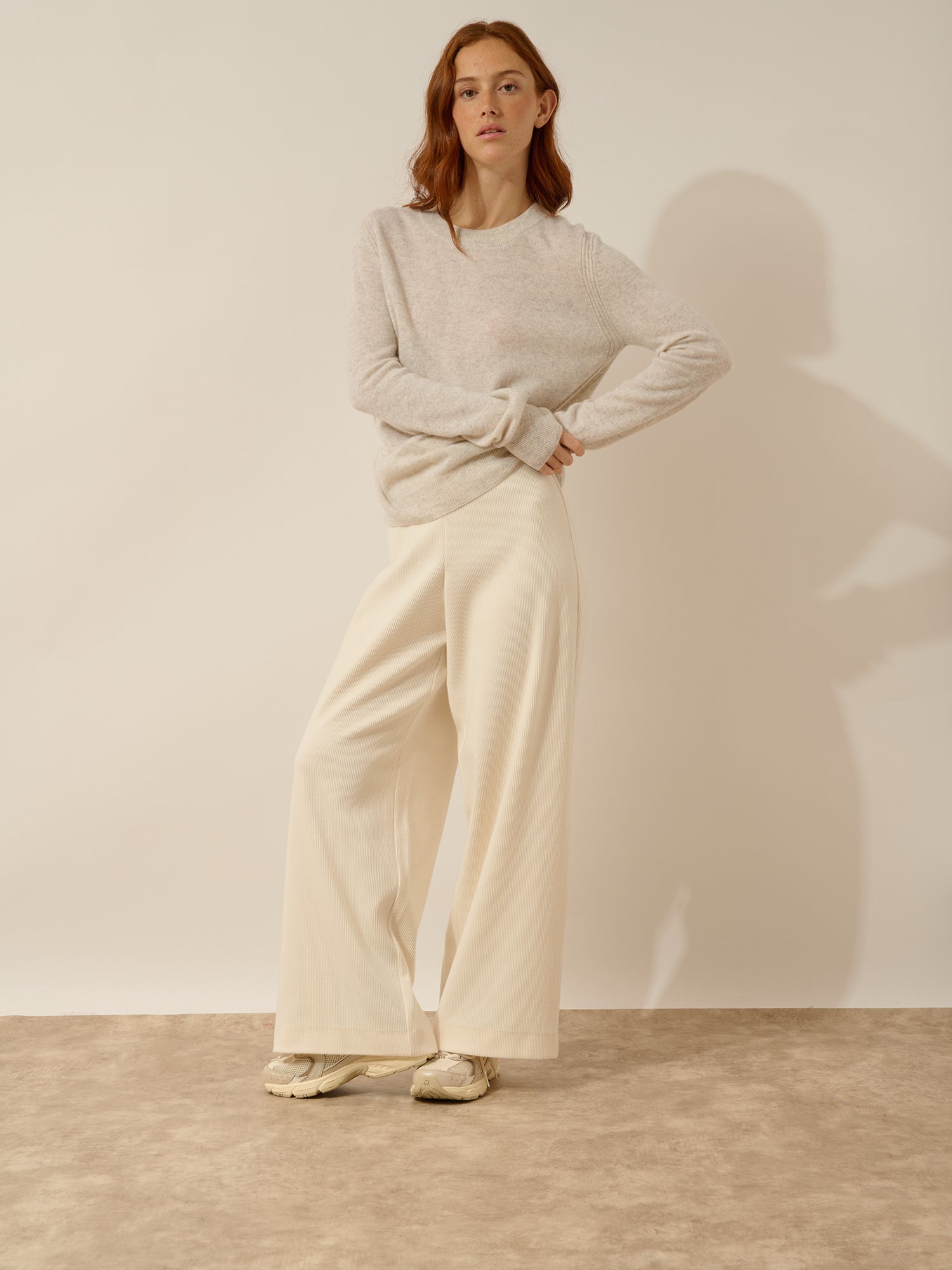 LUNERA pull col rond gris perle chiné