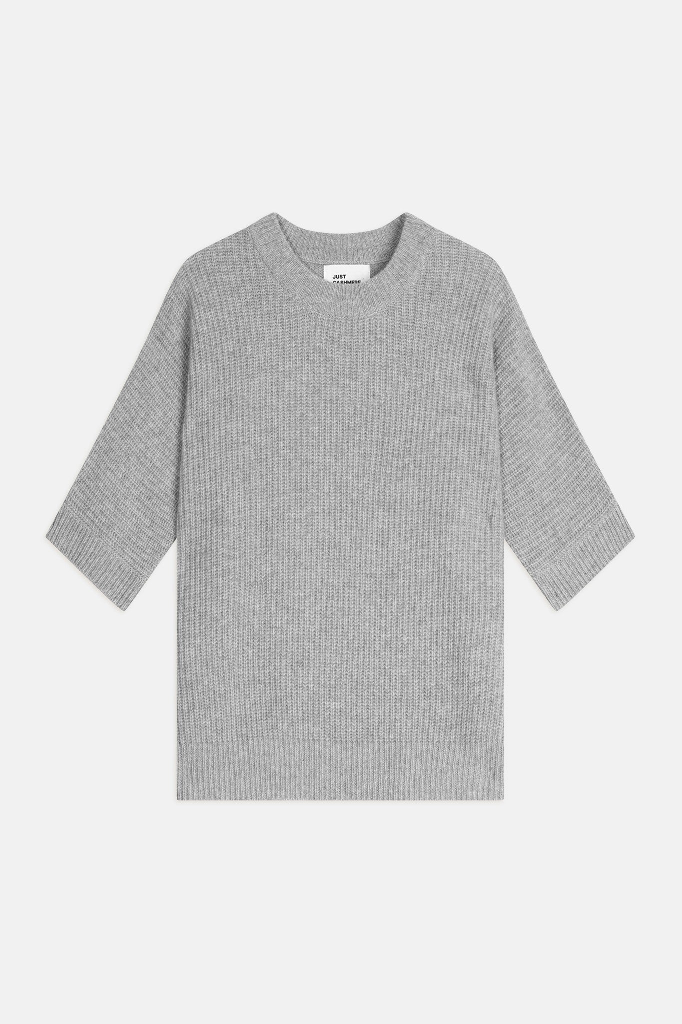 lunera pull col rond gris perle chiné