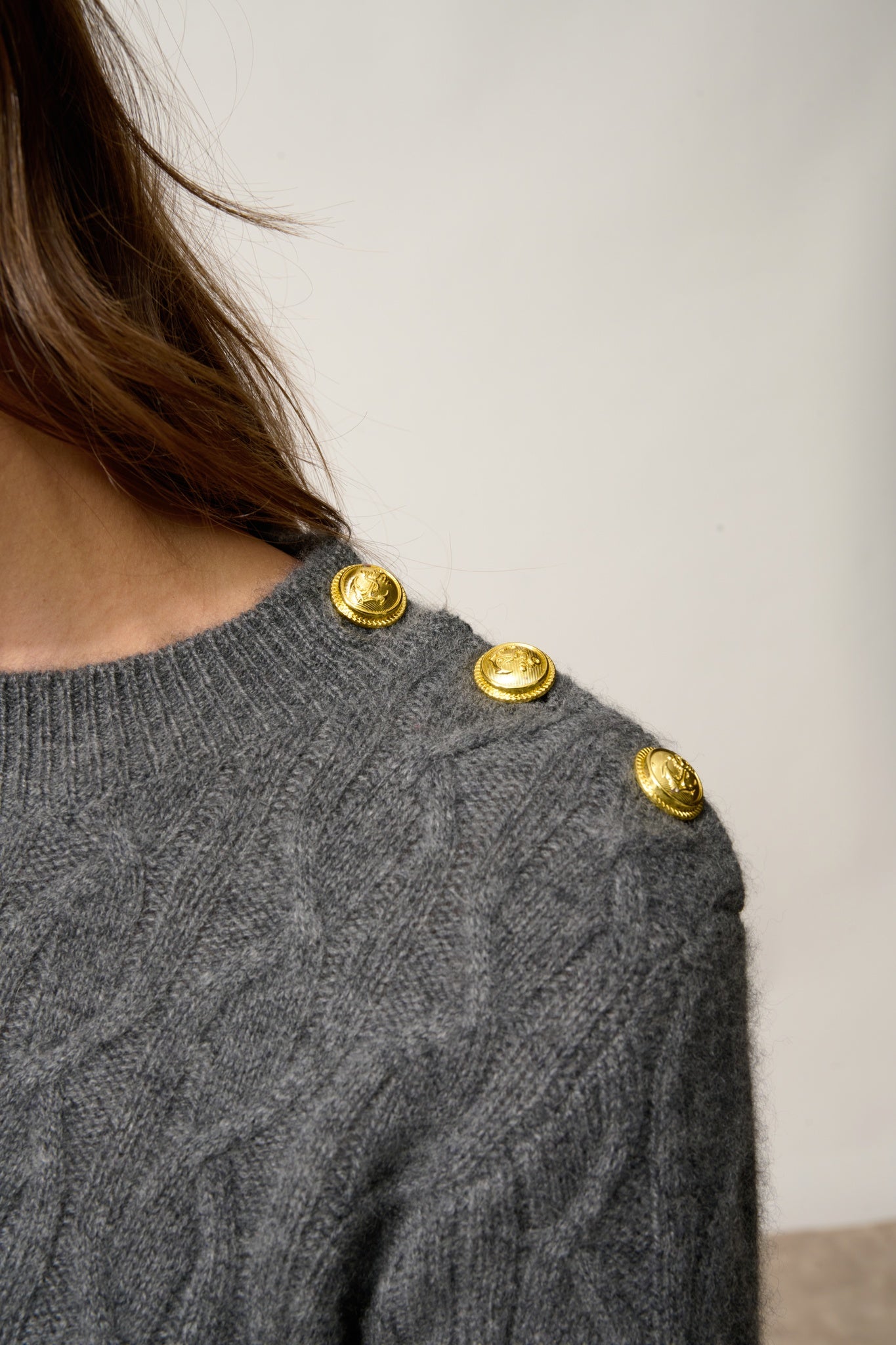 LYND pull col rond anthracite chiné