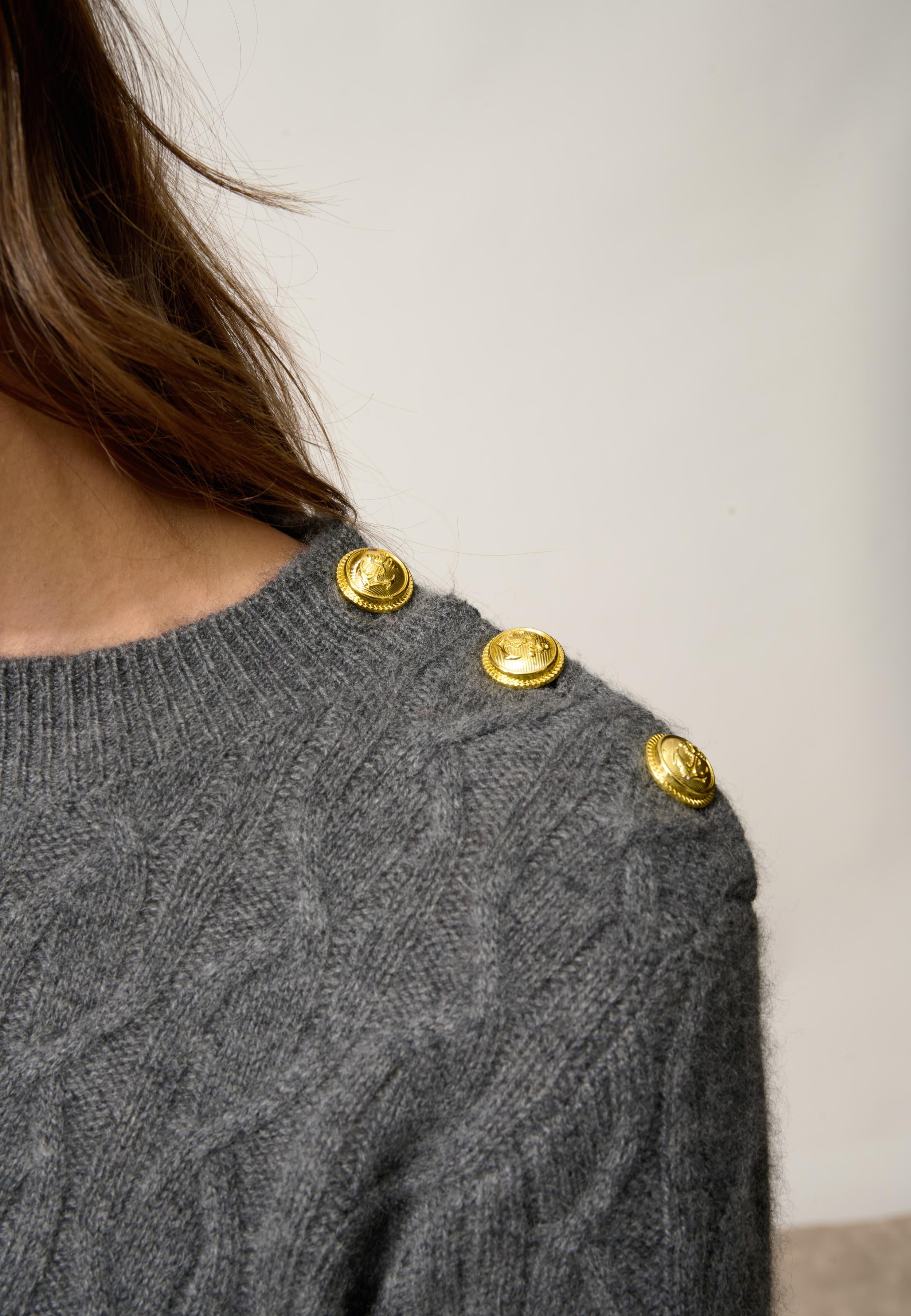 LYND pull col rond anthracite chiné