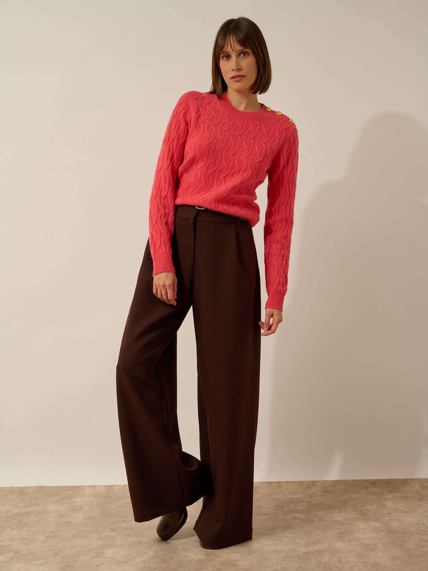 LYND pull col rond corail