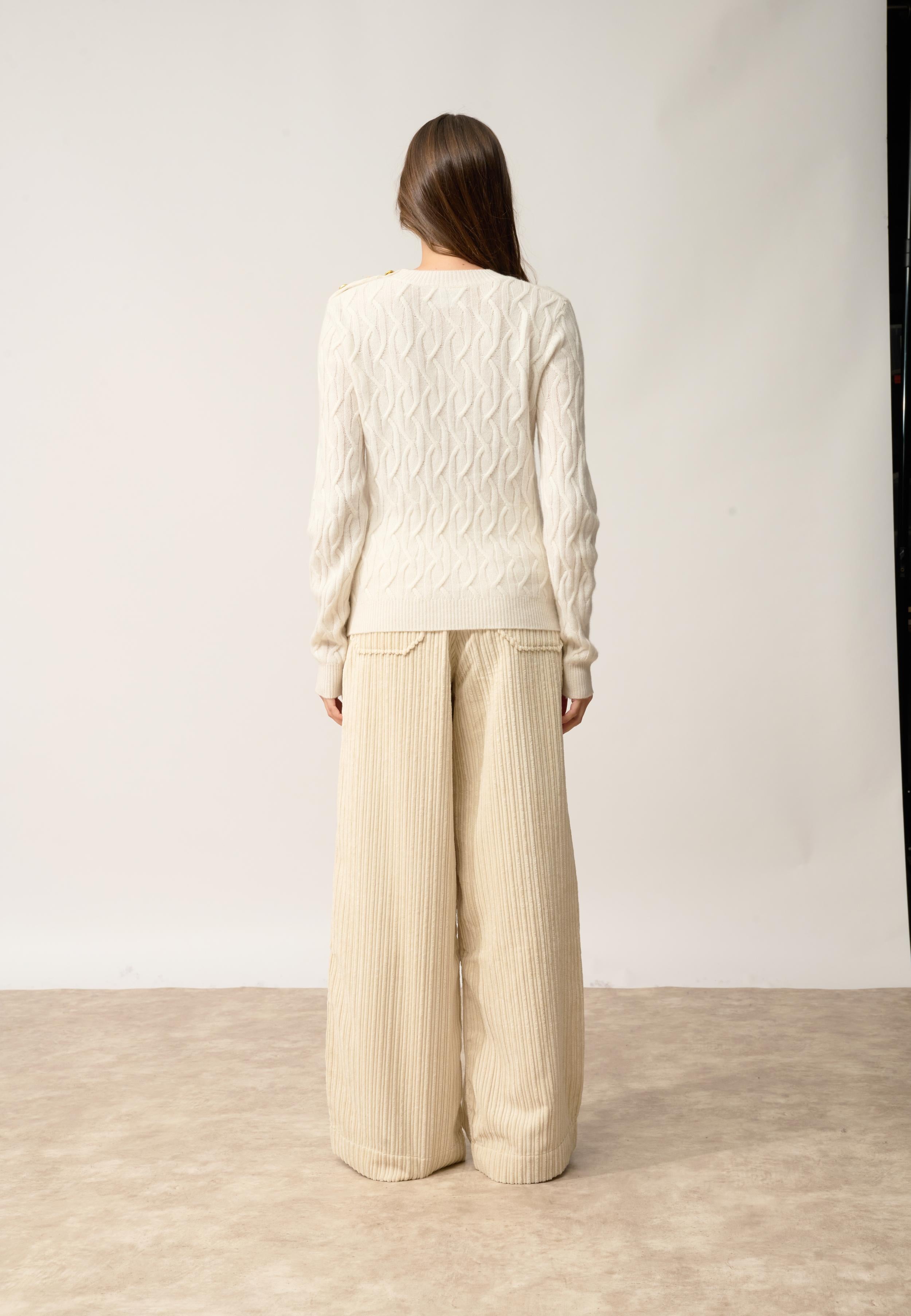 LYND pull col rond ivoire
