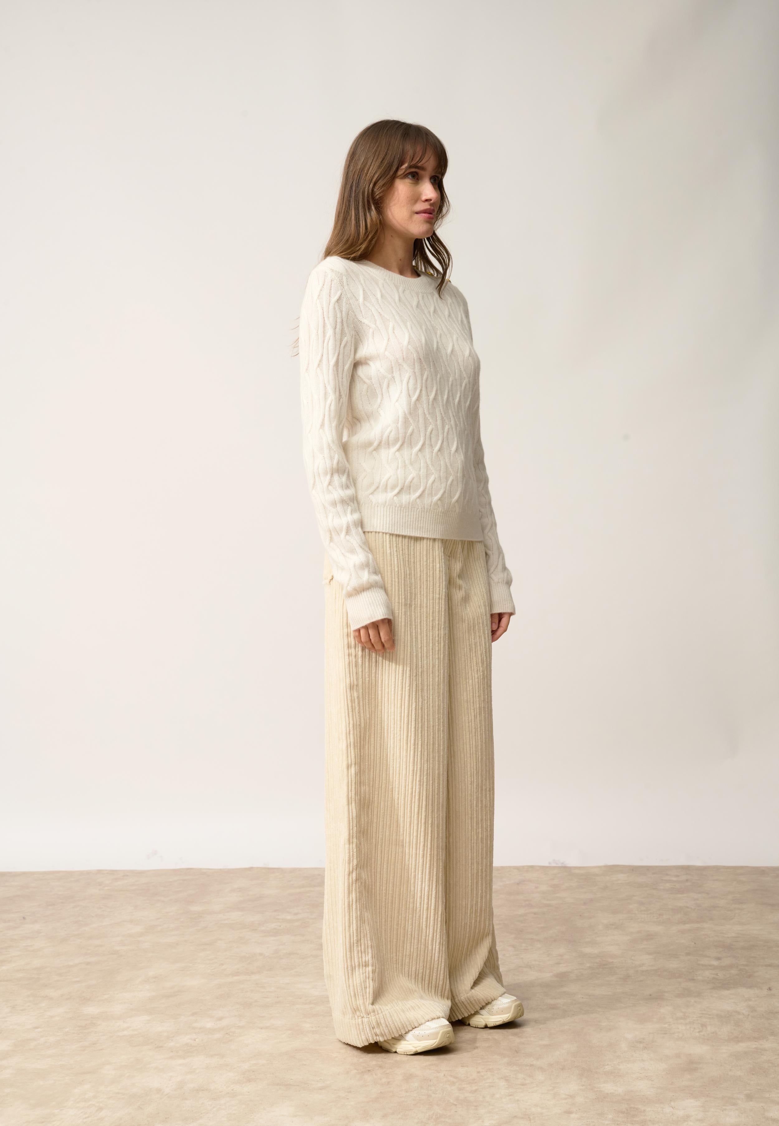 LYND pull col rond ivoire