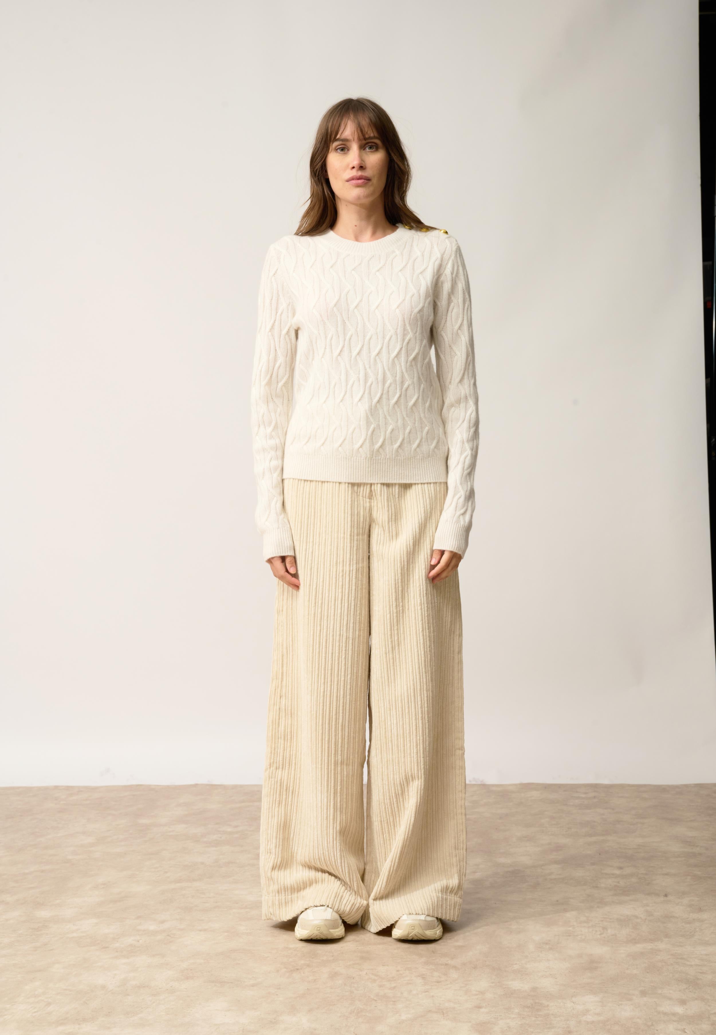 LYND pull col rond ivoire